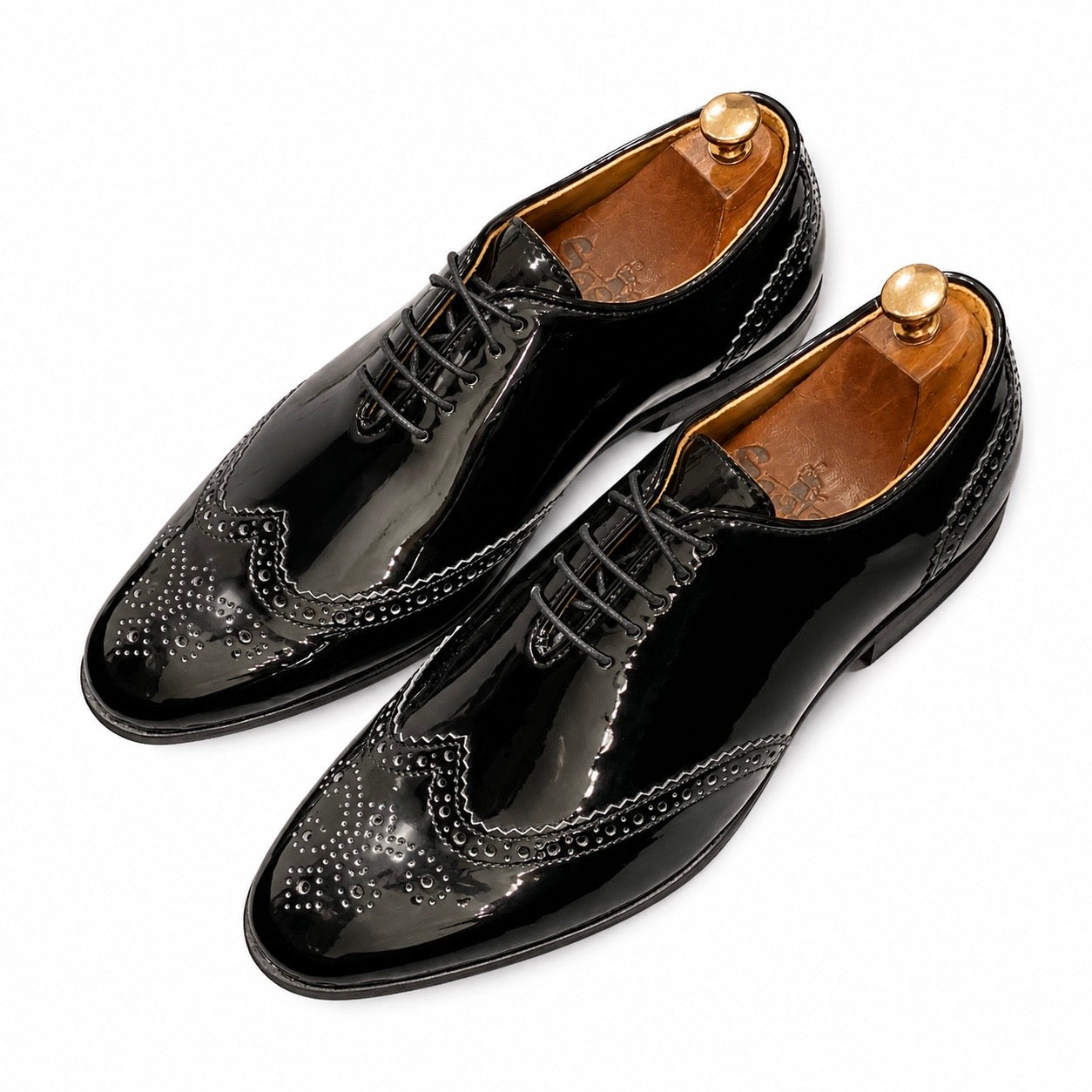 Noir Regent Patent Brogue Oxfords