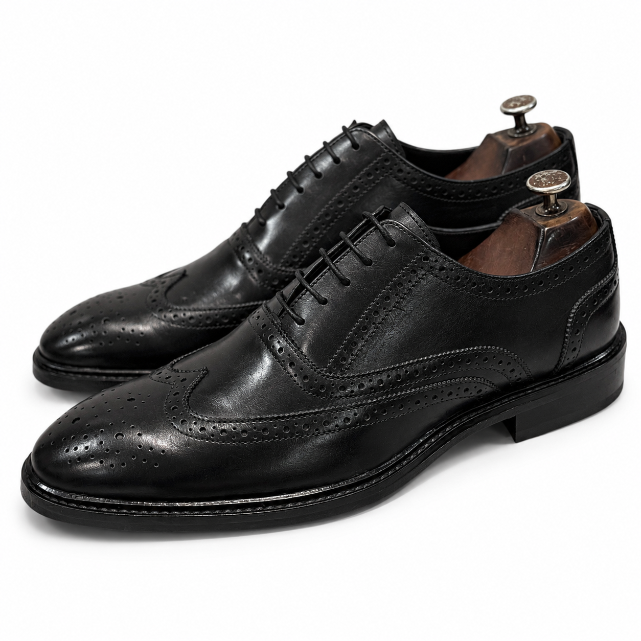 Saalvi Classic Hand Finished Wingtip Oxfords Black