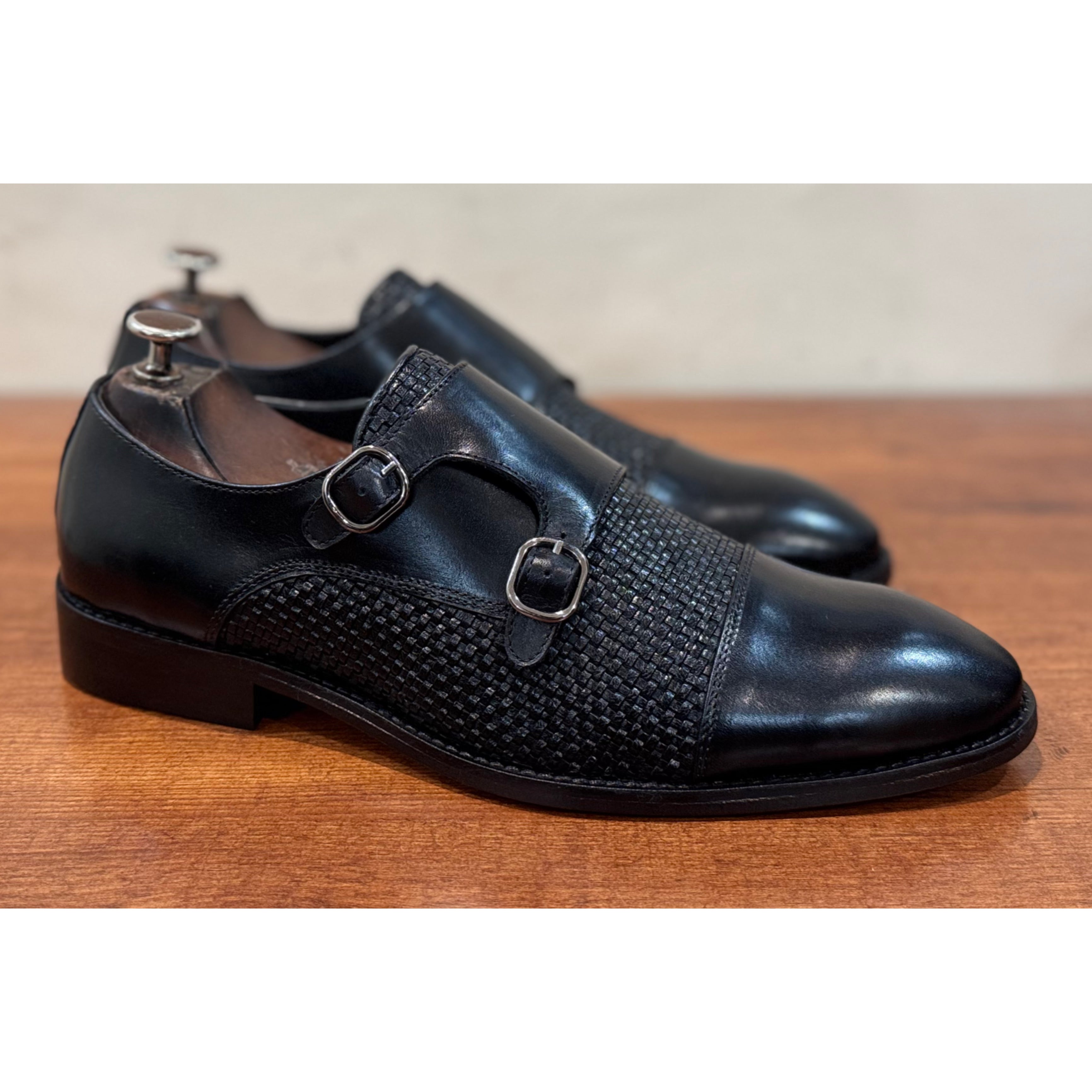 Black Double Monk Strap