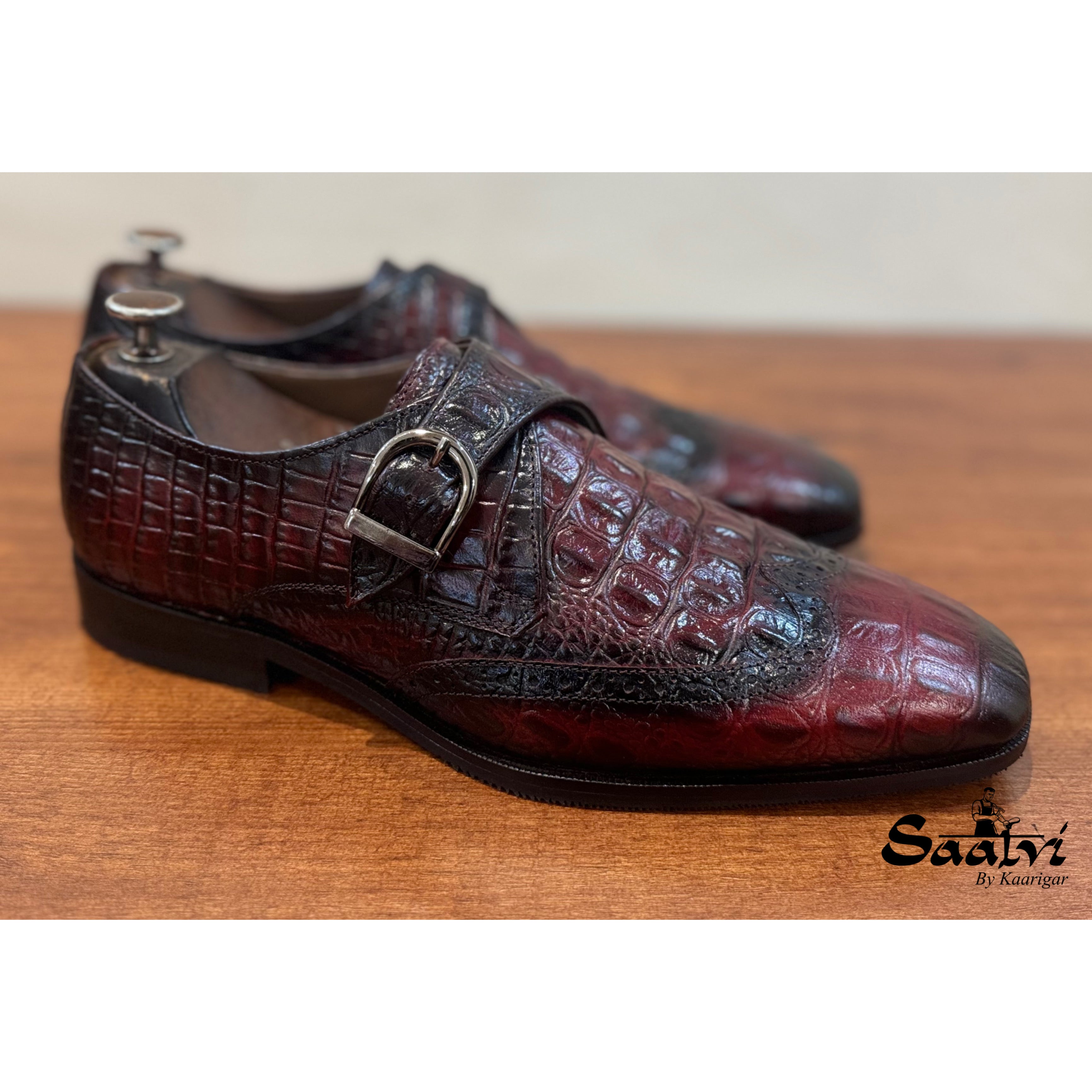 Single Monk Strap Croco Brown