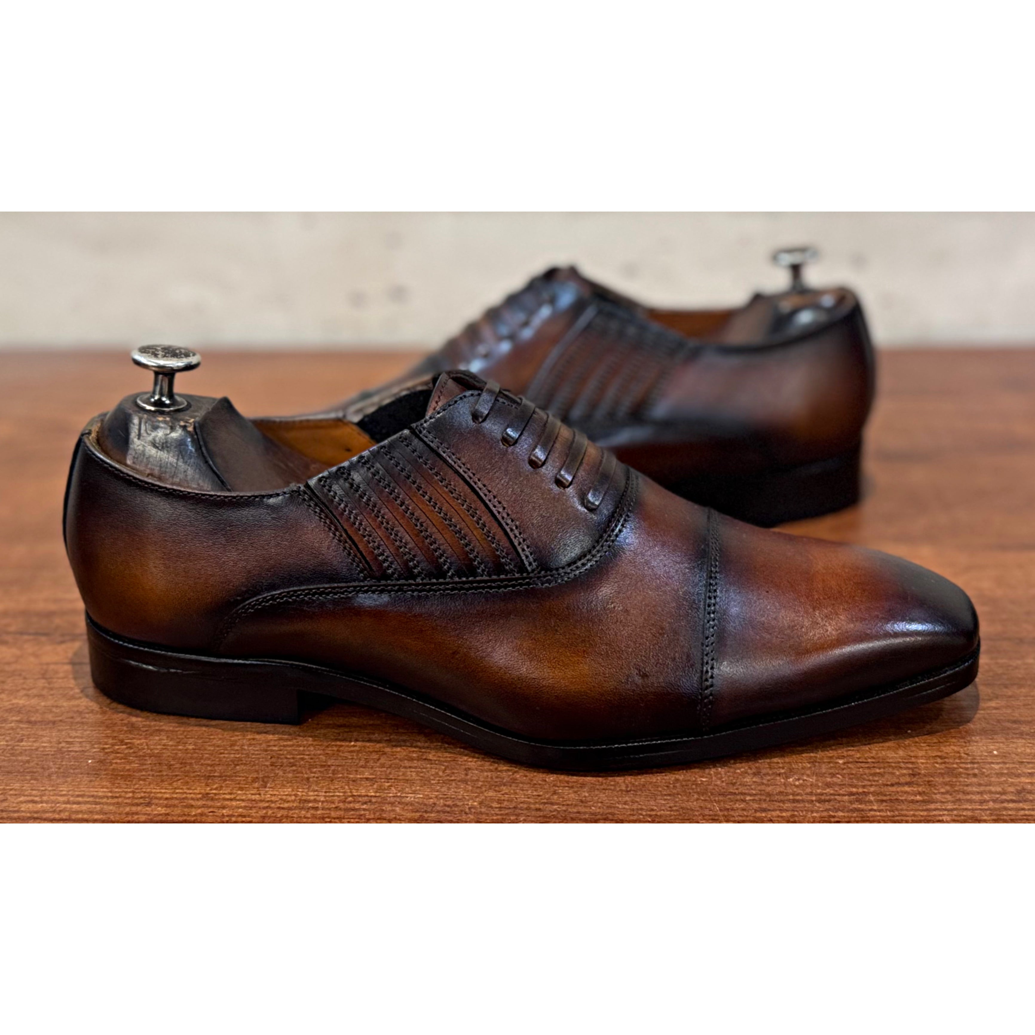 Tan Hand Patina Loafers Italia