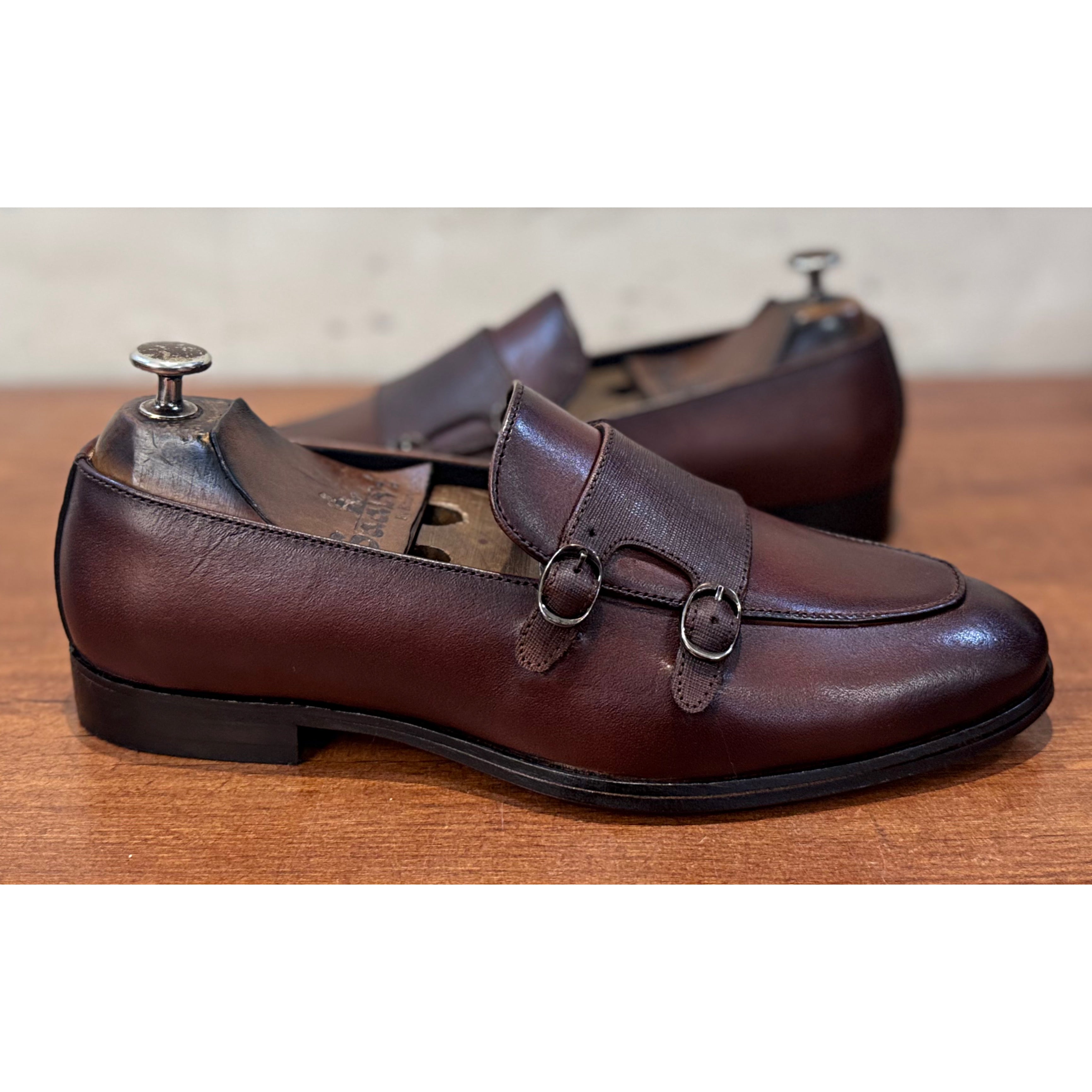 Brown Double Monk Strap Loafers