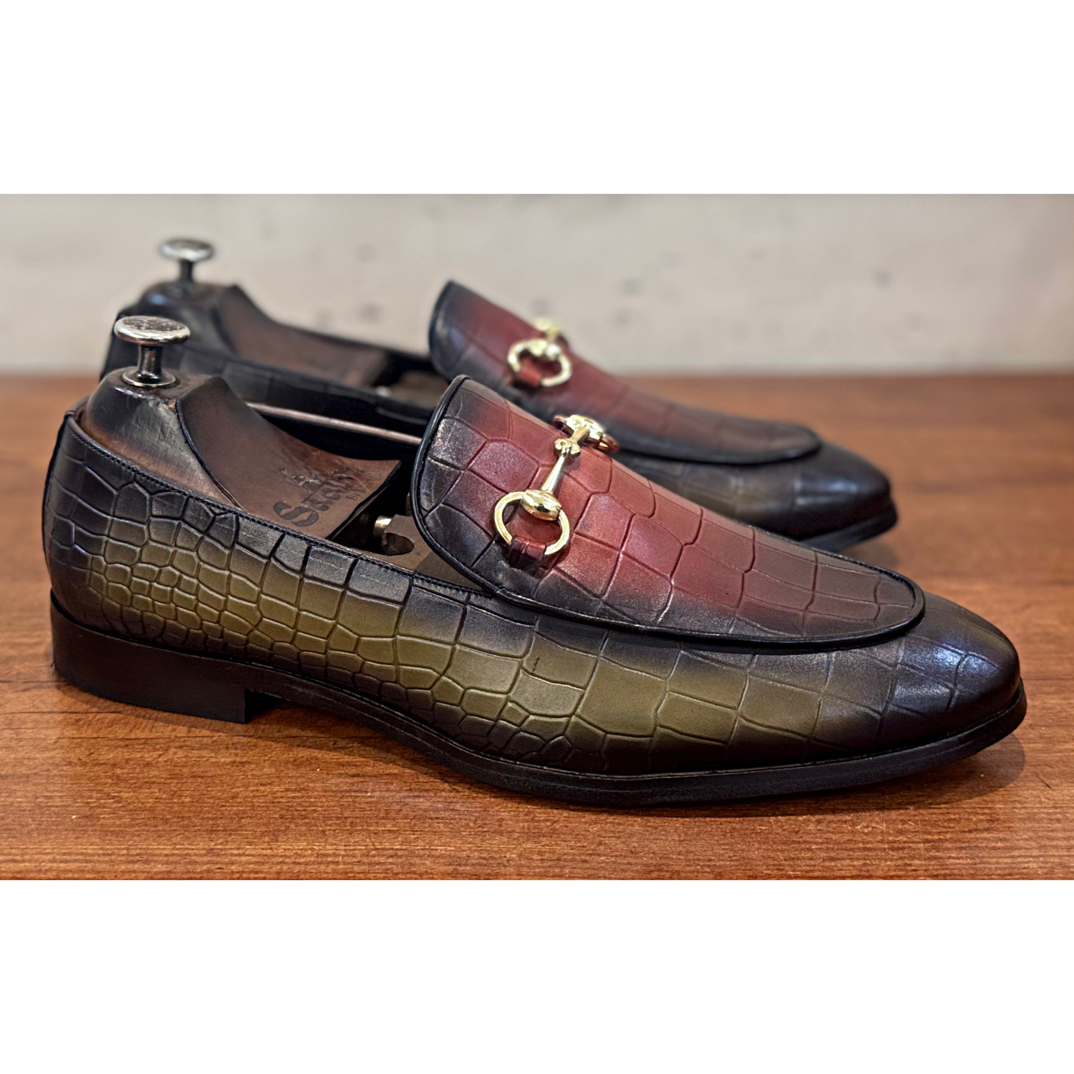 Horsebit Loafers Hand Patina Green
