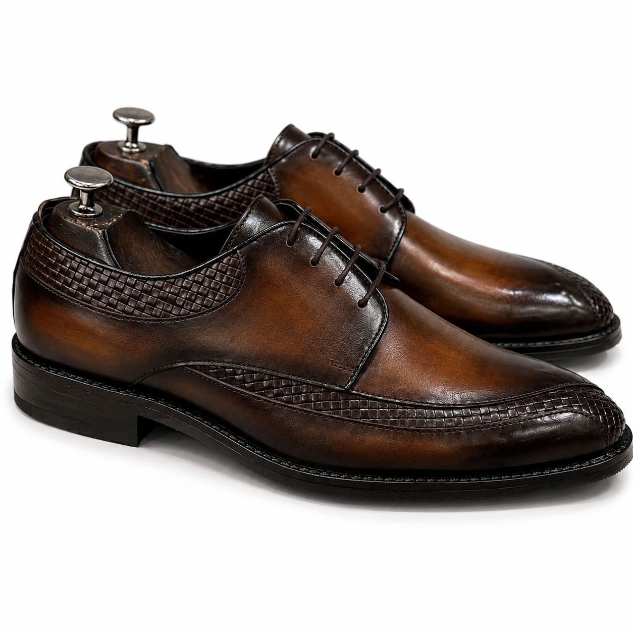Espresso Royale Woven Leather Derby