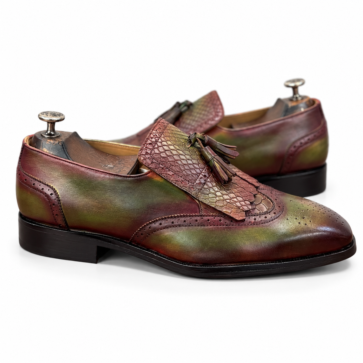 Burgundy Olive Kiltie Tassel Loafers