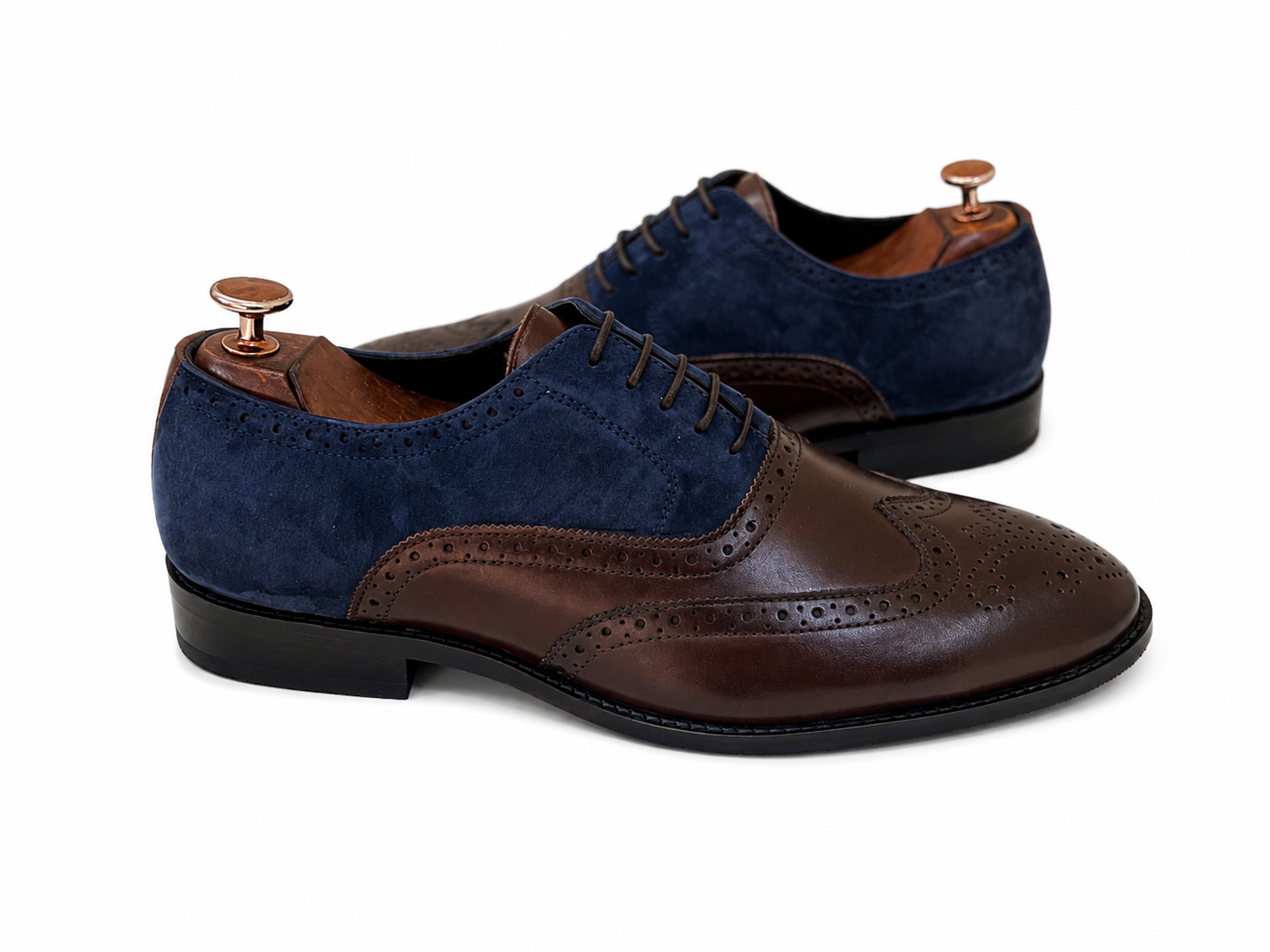 Monarch Duotone Wingtip Oxfords – Espresso & Navy