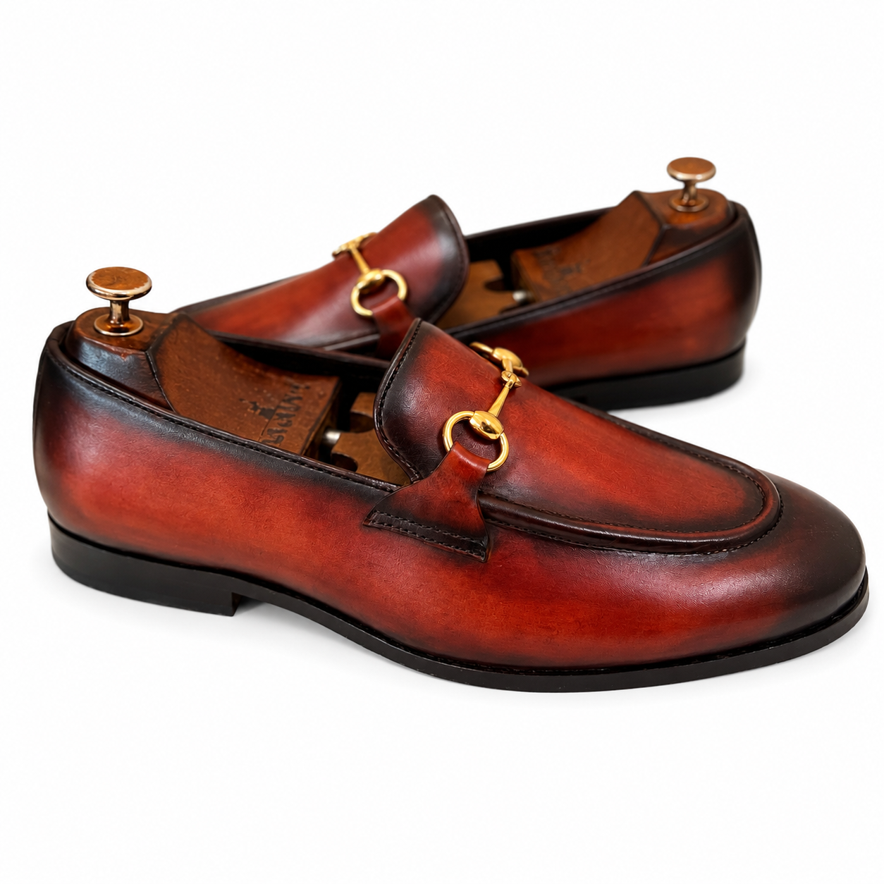 Tan Marble Patina Horsebit Loafers