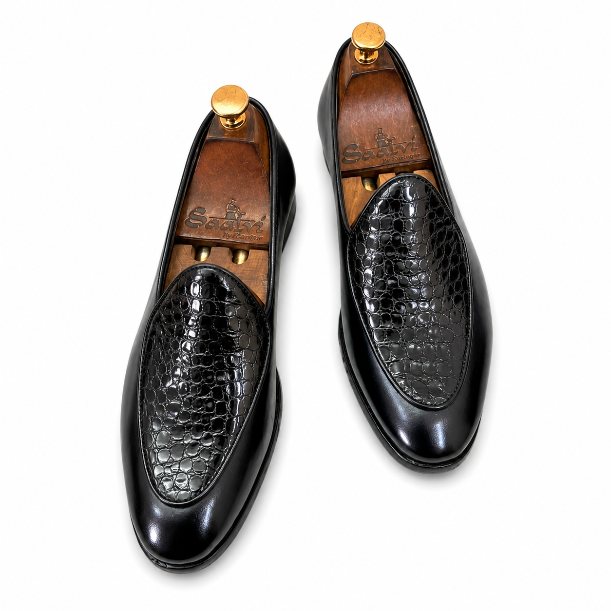 Belgian Loafers With Patent Croco
