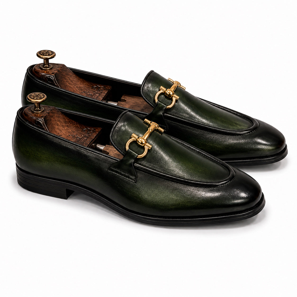 Forest Green Horsebit Leather Loafers