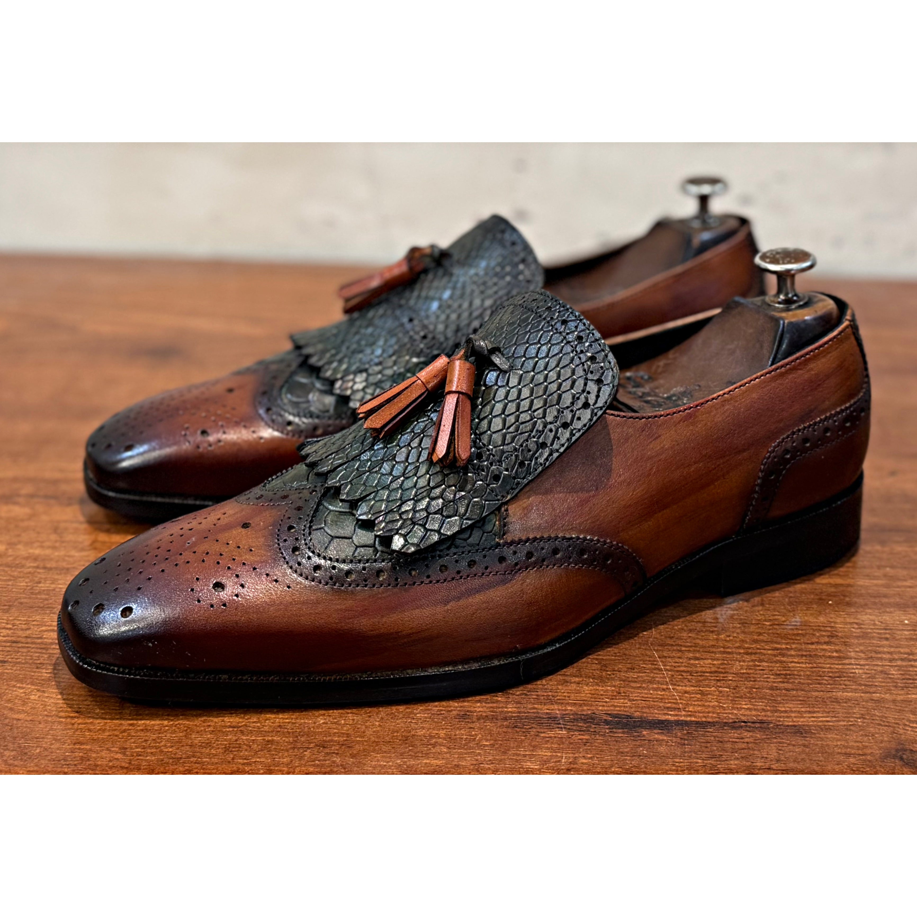 Regal Python Tassel Loafers Olive