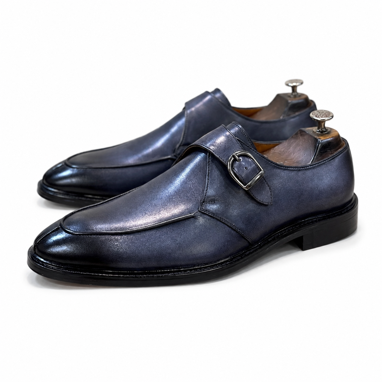 Midnight Slate Single Monk Strap Shoes