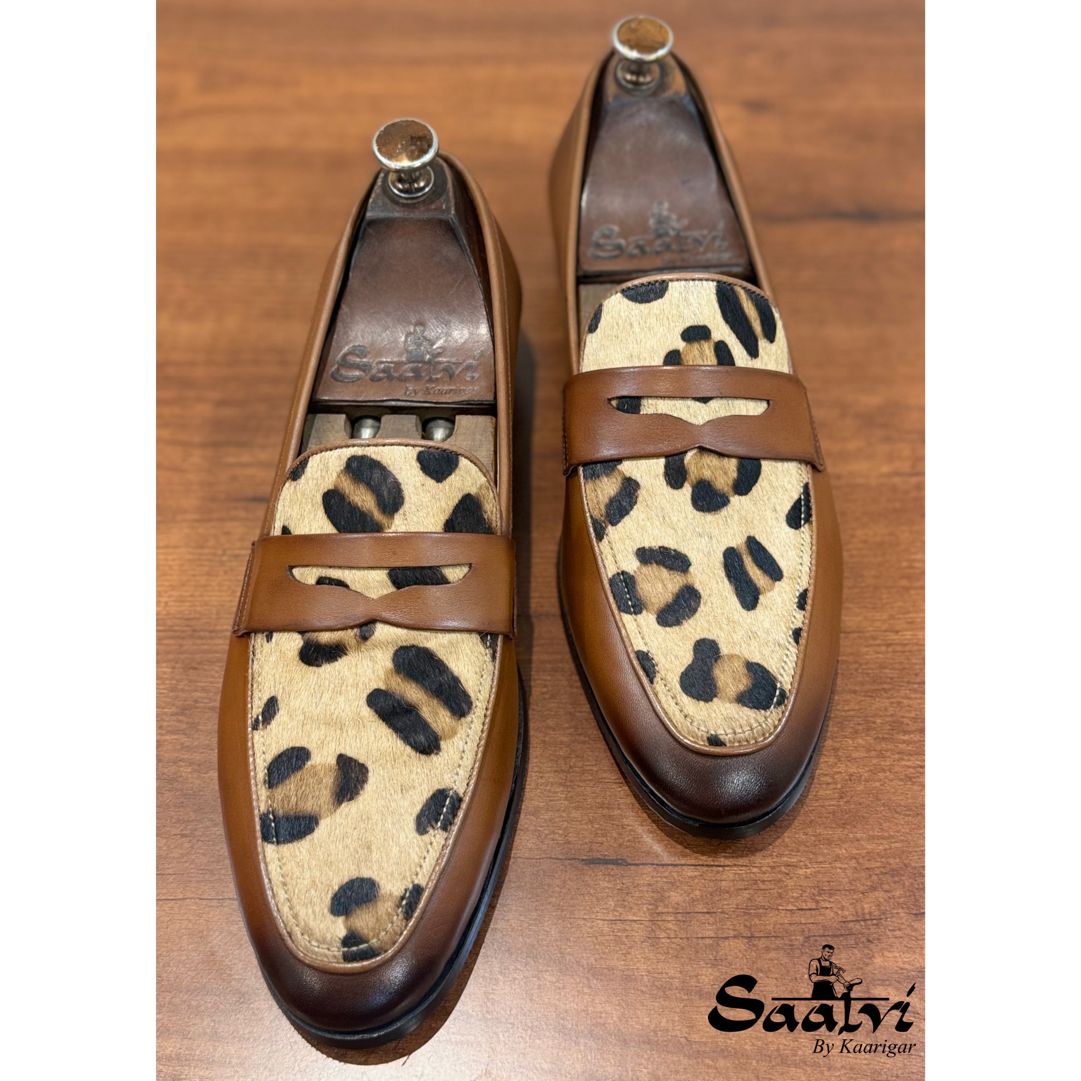 Tan Leopard Penny Loafers