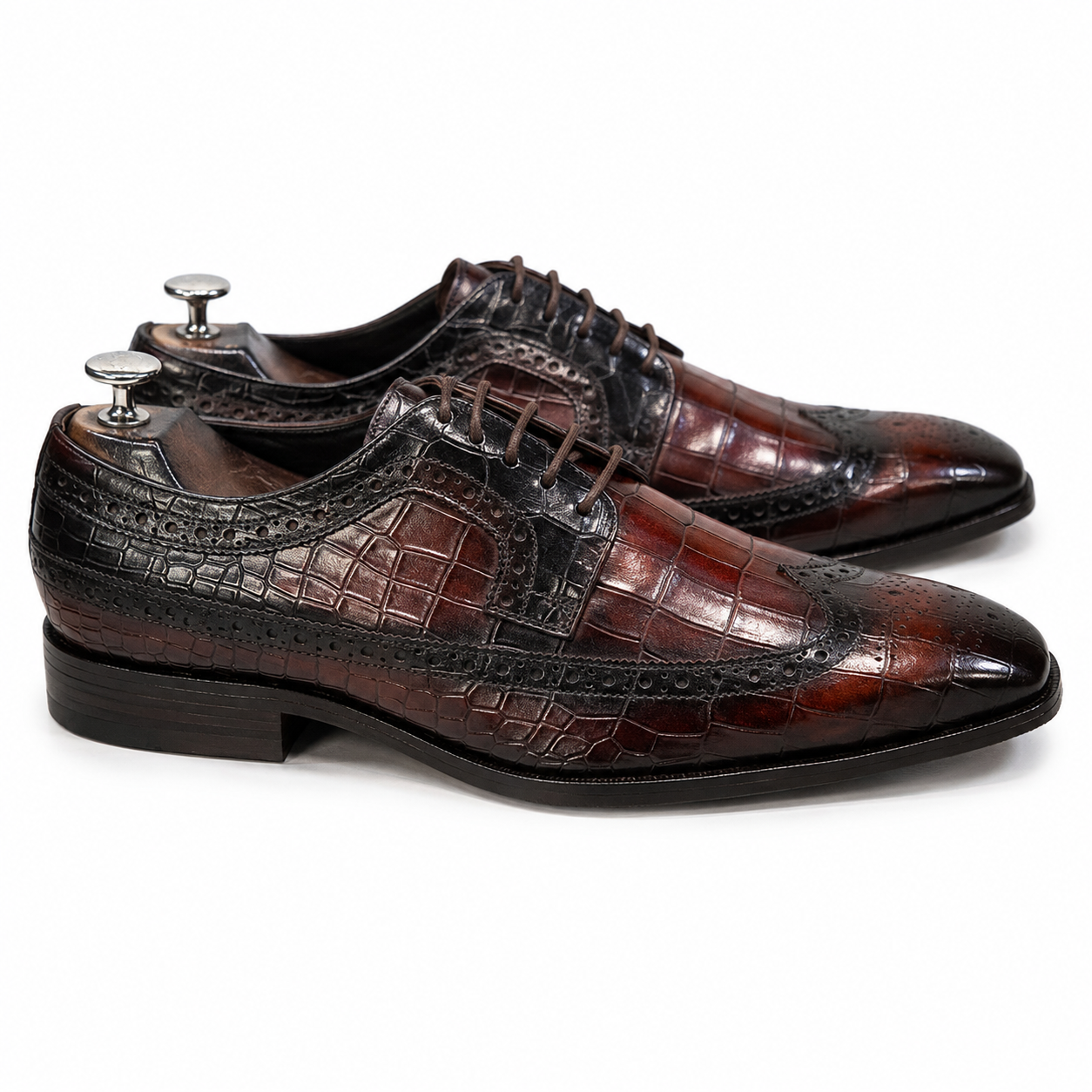 Saalvi Aureon Regent Croc-Embossed Brogue