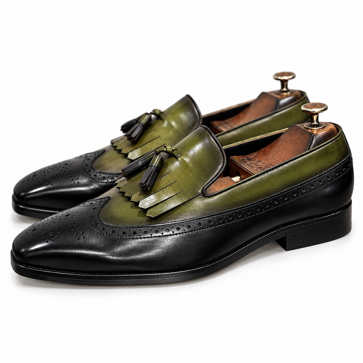 Olive Noir Kiltie Tassel Loafers