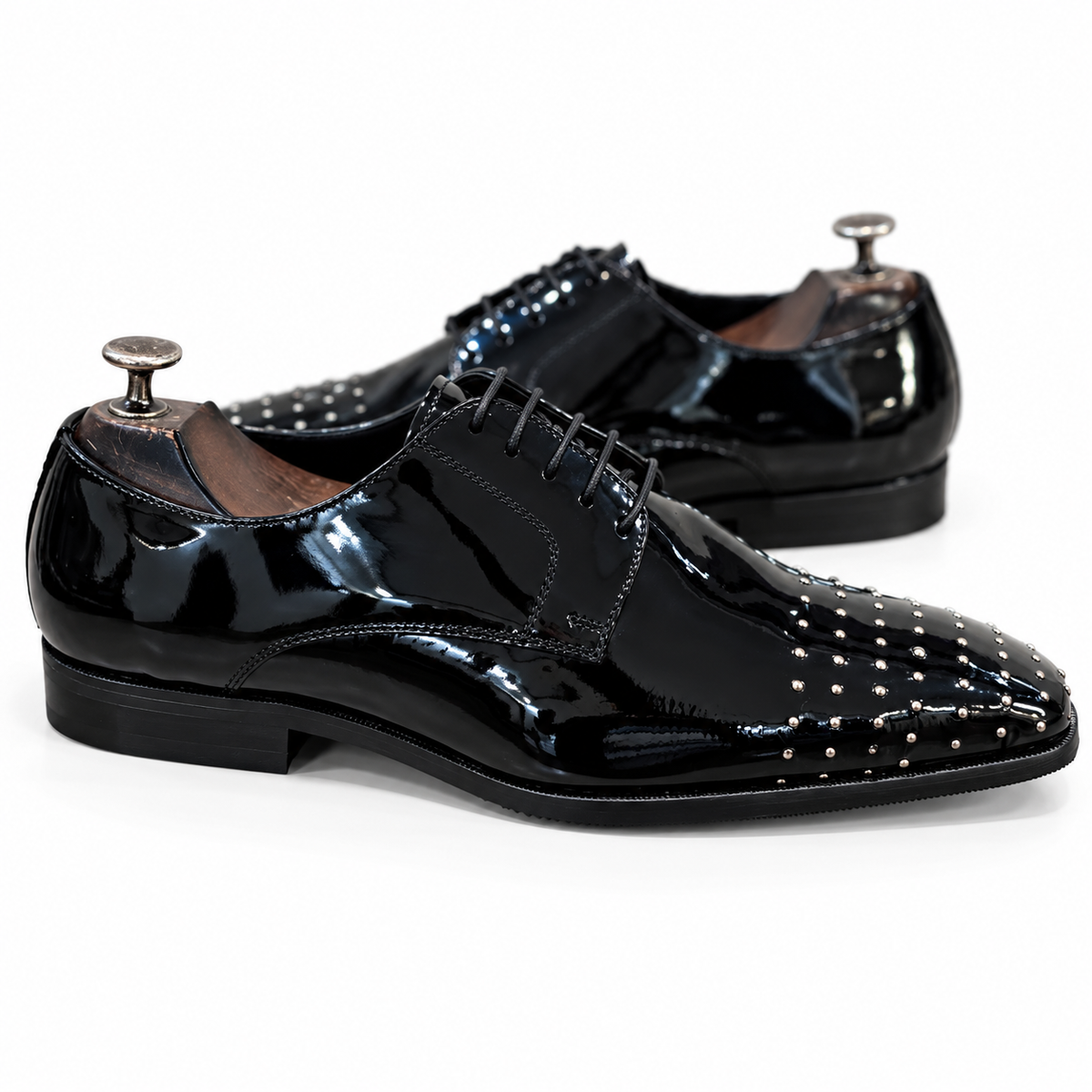 Starlit Noir Studded Patent Derby