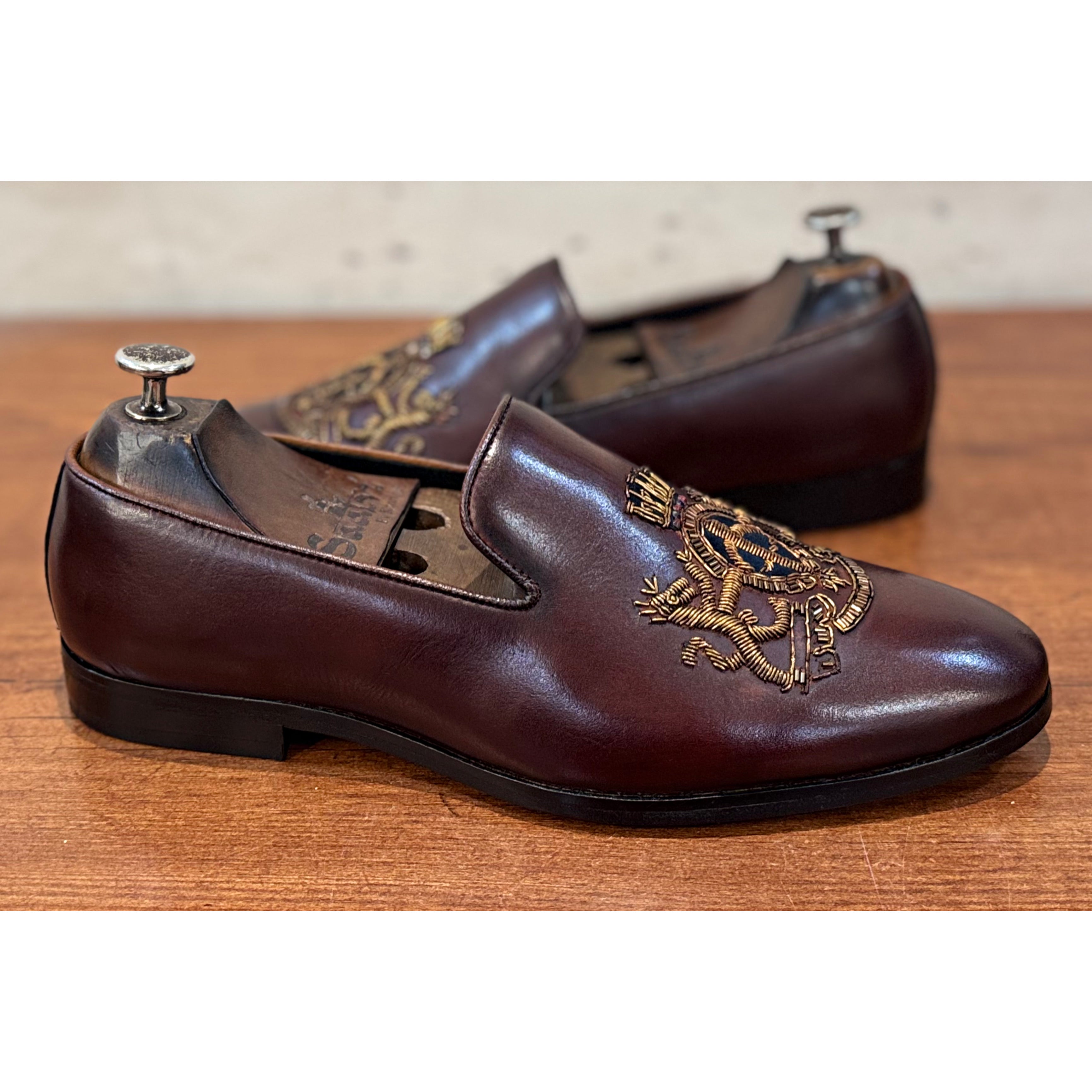 Royal Hand Zardosi Slipons Brown