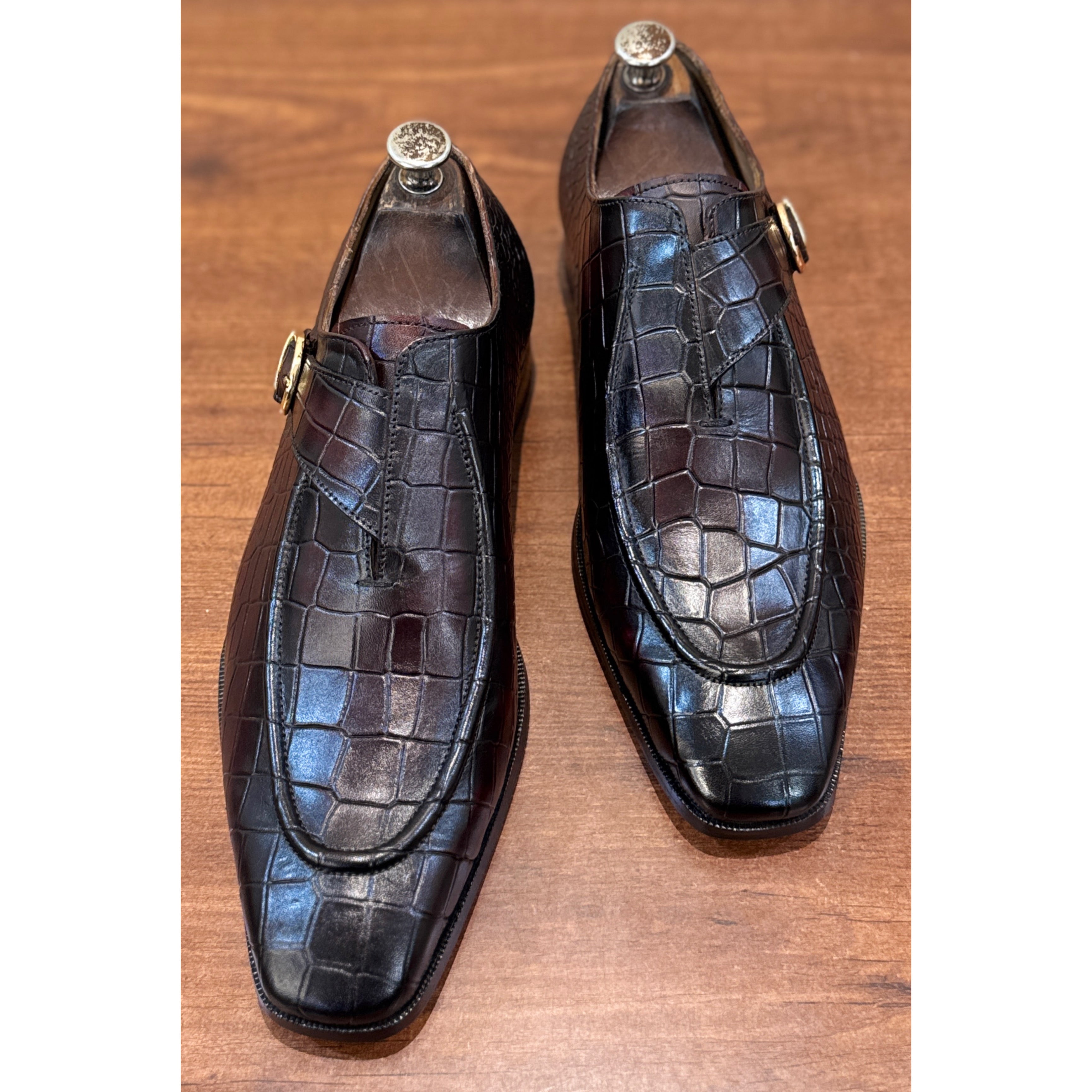 British Pointed Toe Single Monk – Dark Brown
