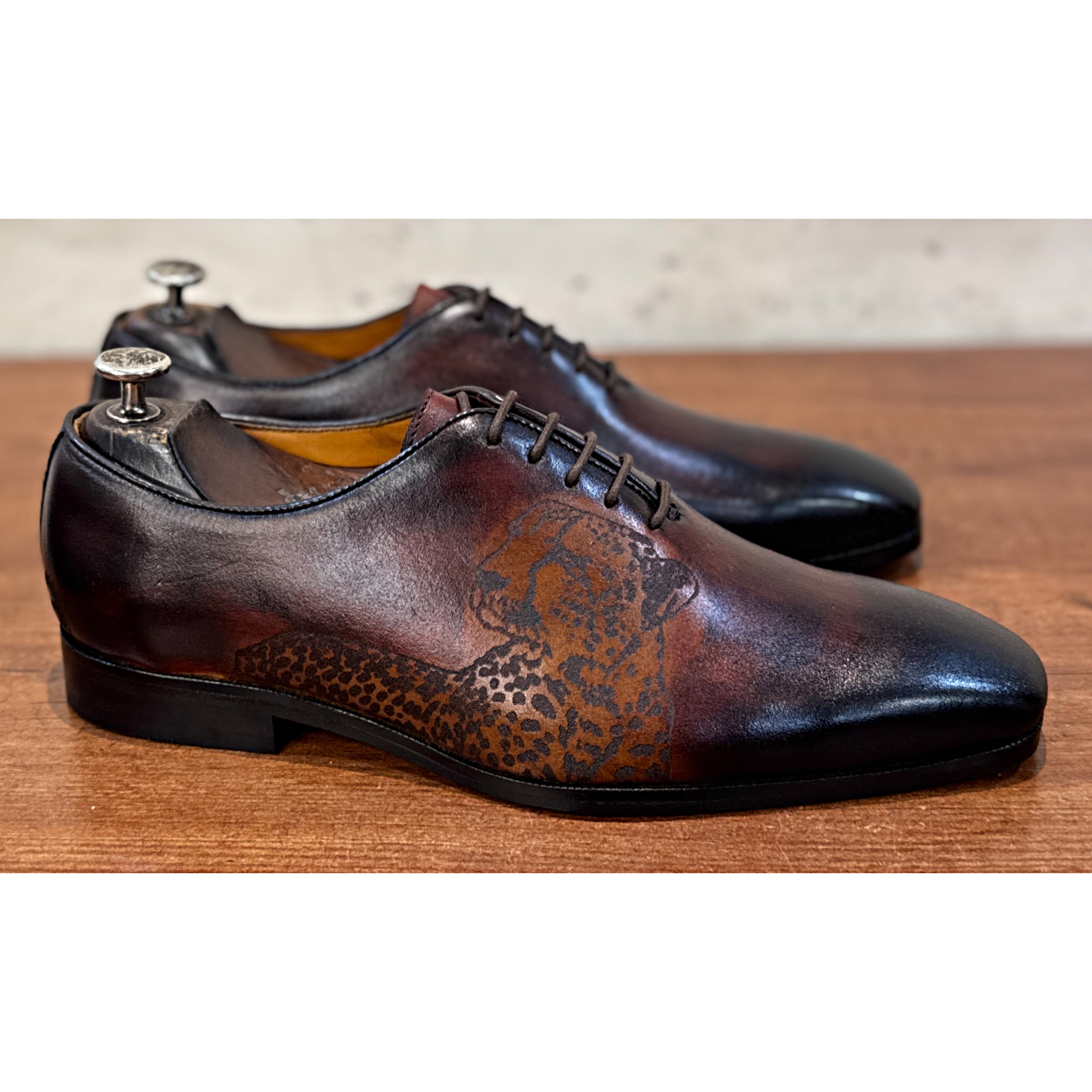 Hand-Painted Leather Oxford Shoes | Brown Designer Luxury Dress Shoes