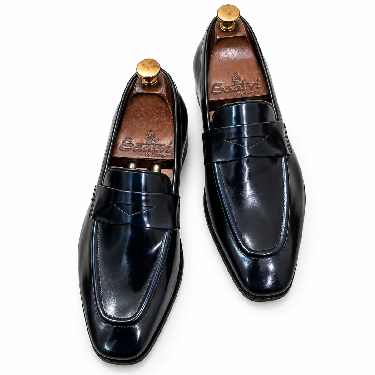 Noir Navy Penny Loafers