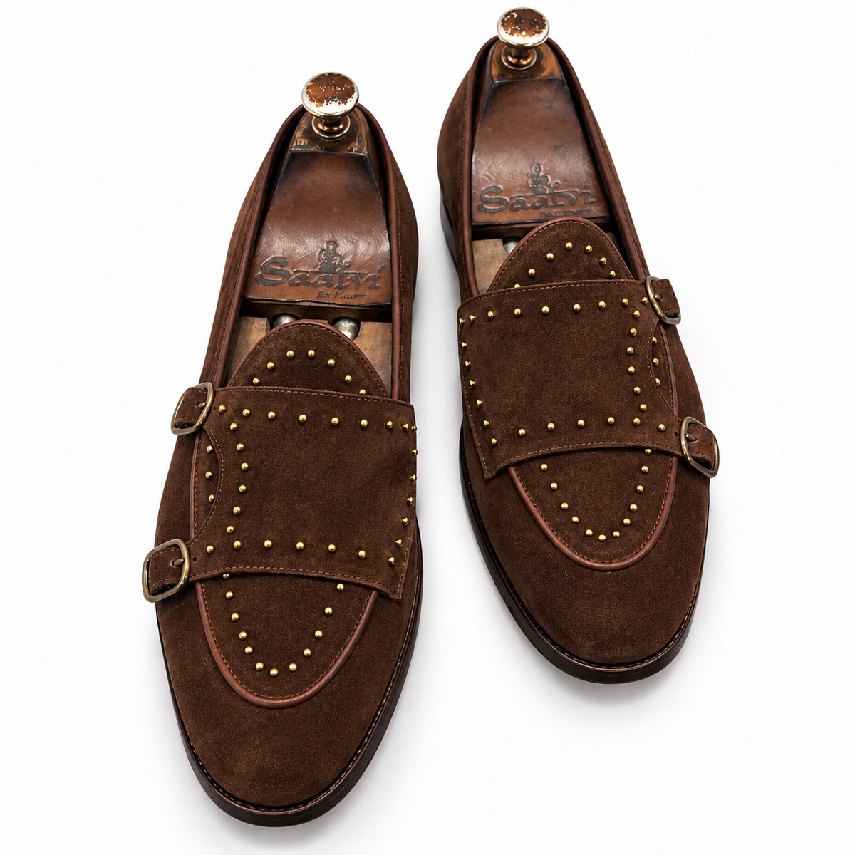 Cacao Studded Double Monk Straps