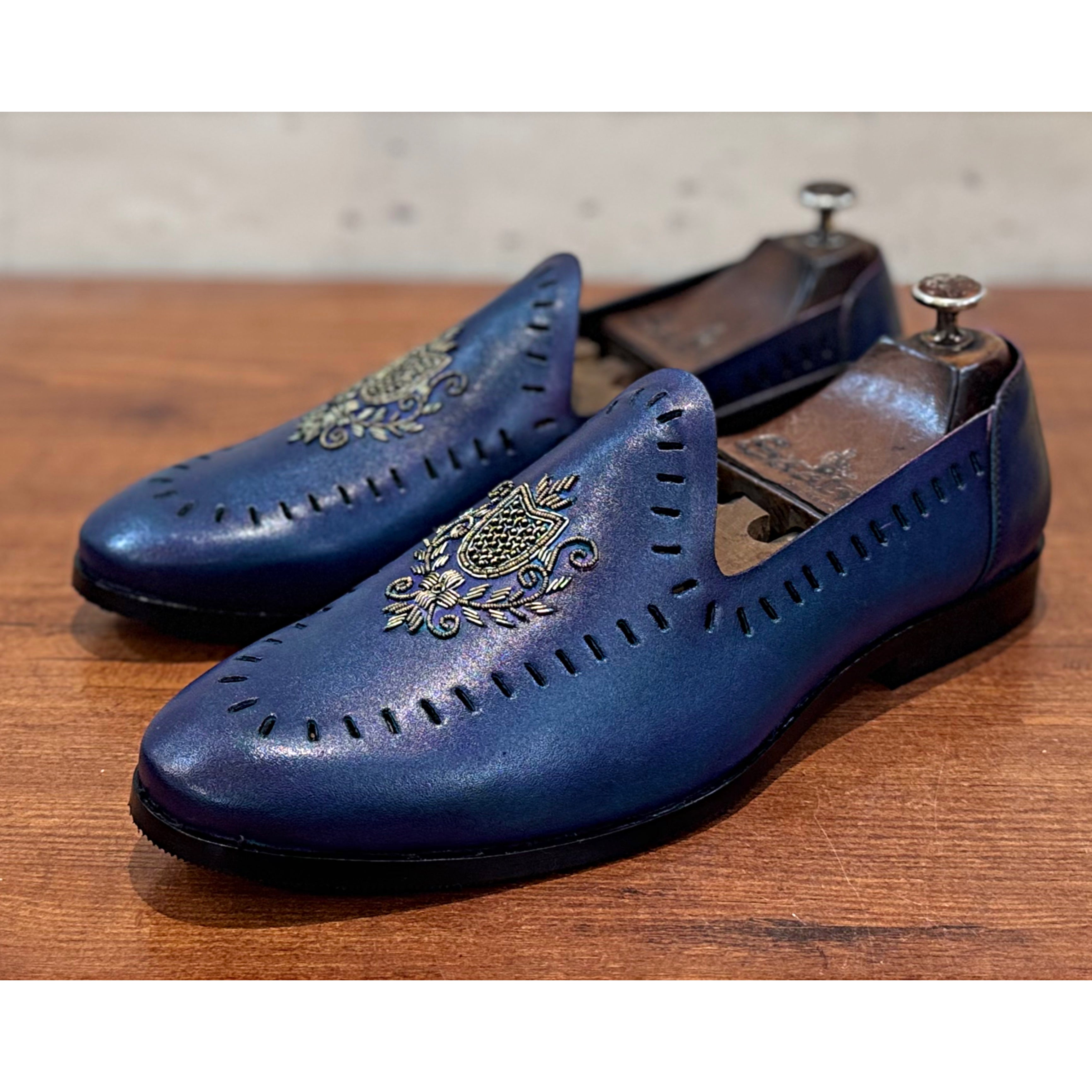 Maharaja Emblem Slip-ons Blue