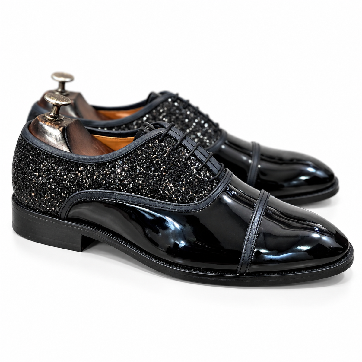 Noir Éclat Crystal Patent Oxfords