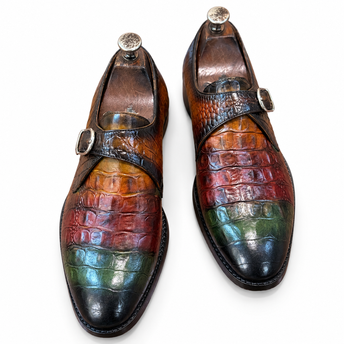 Regent Spectrum Croco Double Monk Strap Shoes