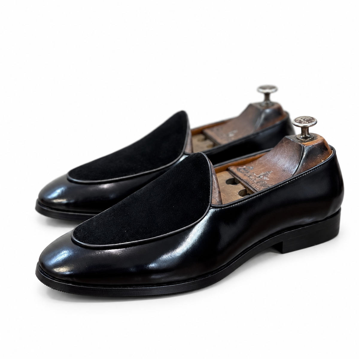 Noir Velour Contrast Loafers