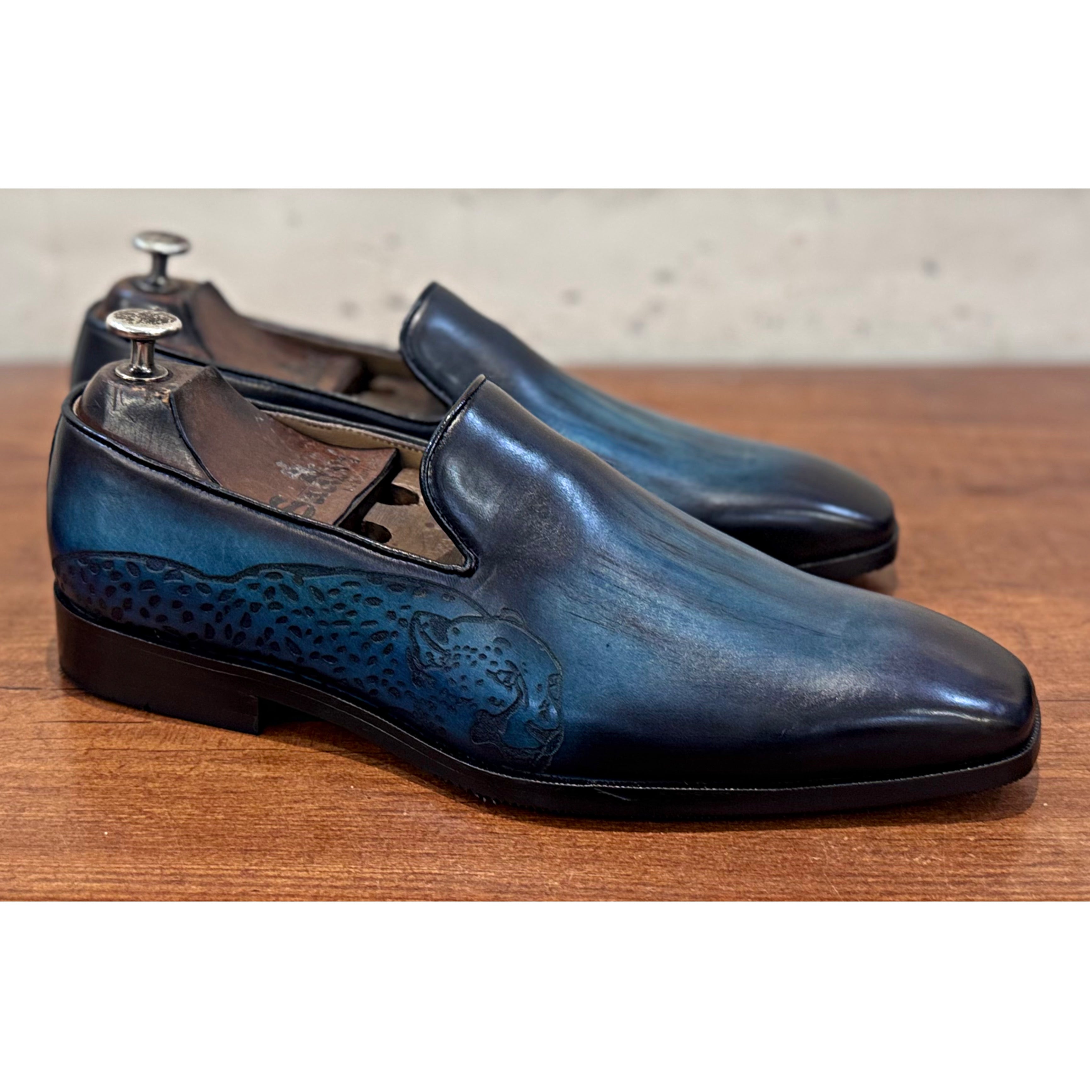 Blue Hand Patina Loafers Tiger