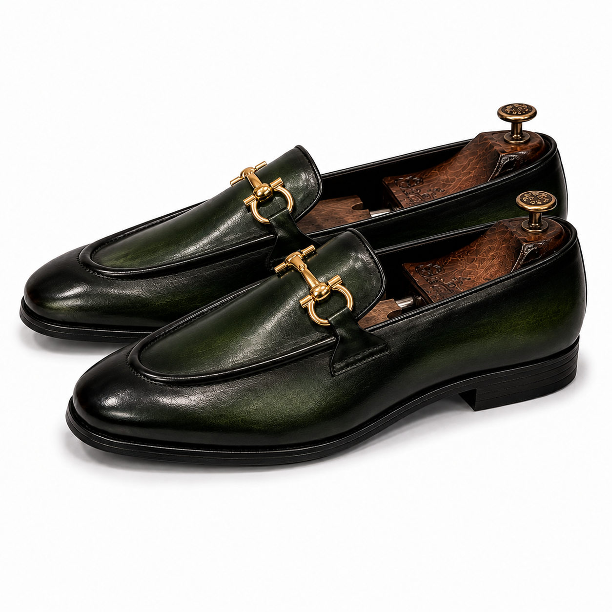 Forest Green Horsebit Leather Loafers