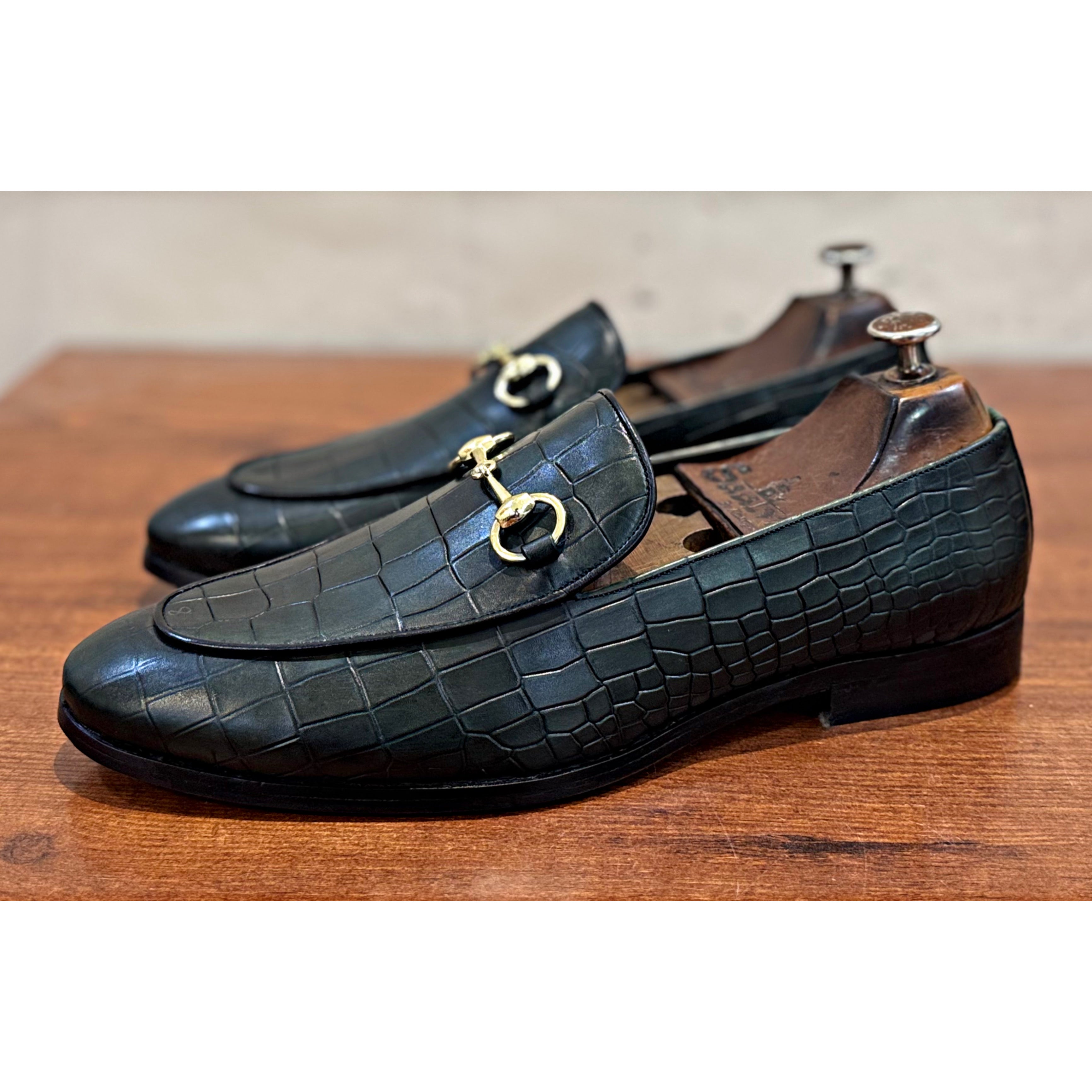 Horsebit Loafers - Croco Green