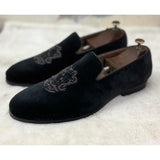 Royal Black Velvet Slipons