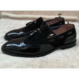 Wingcap Loafers With Tassels Black Patent