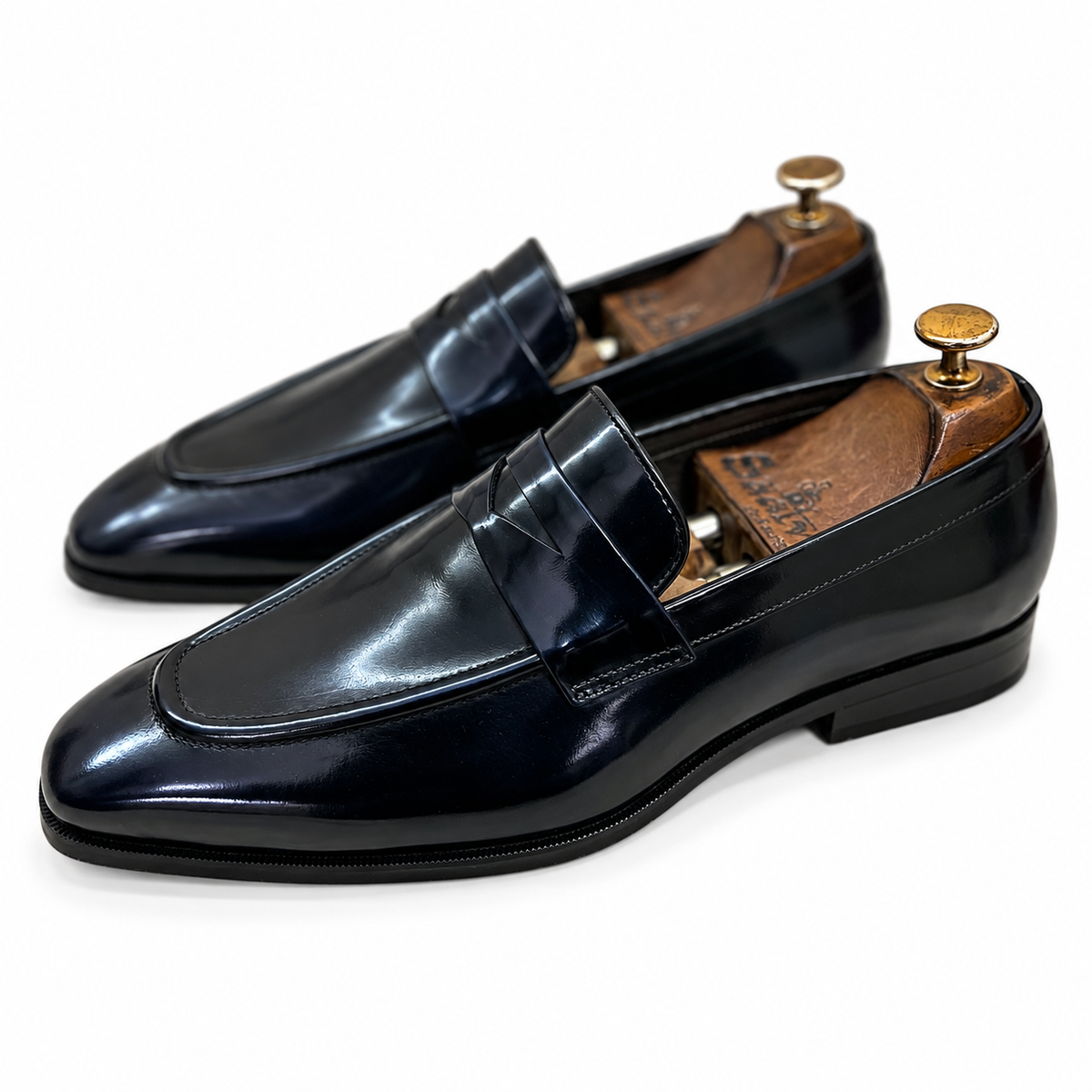 Noir Navy Penny Loafers