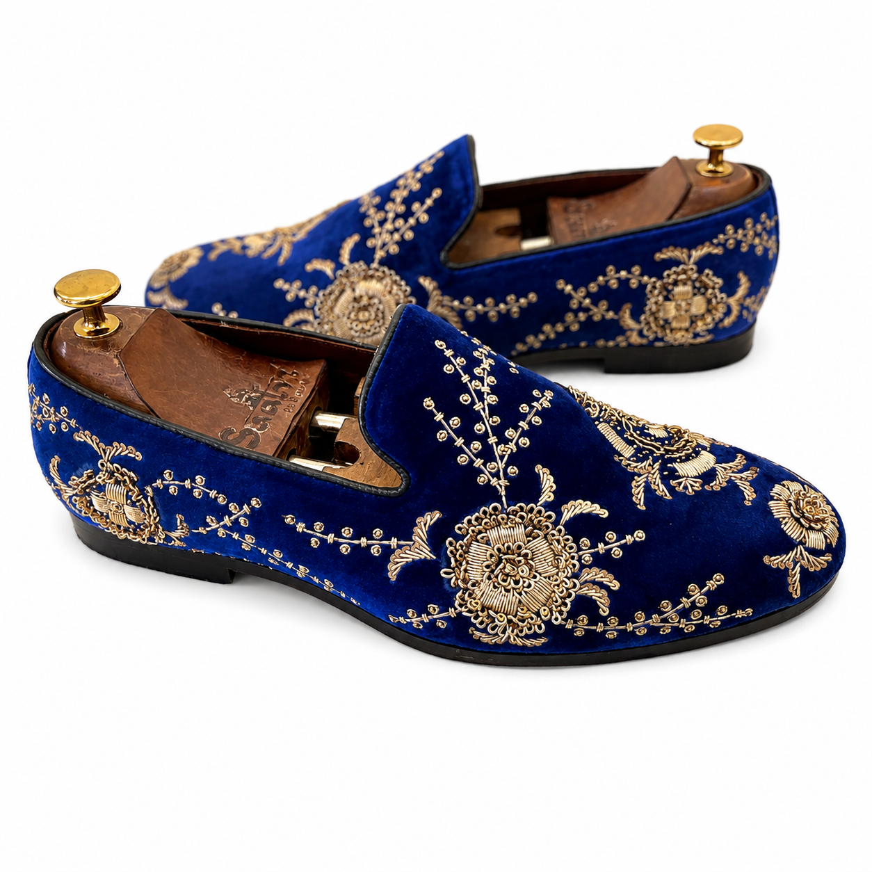 Blue Velvet Gold Zardosi Embroidery