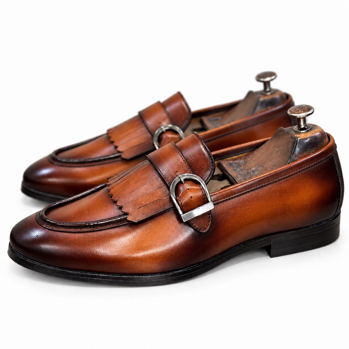 Cognac Sovereign Kiltie Buckle Loafers