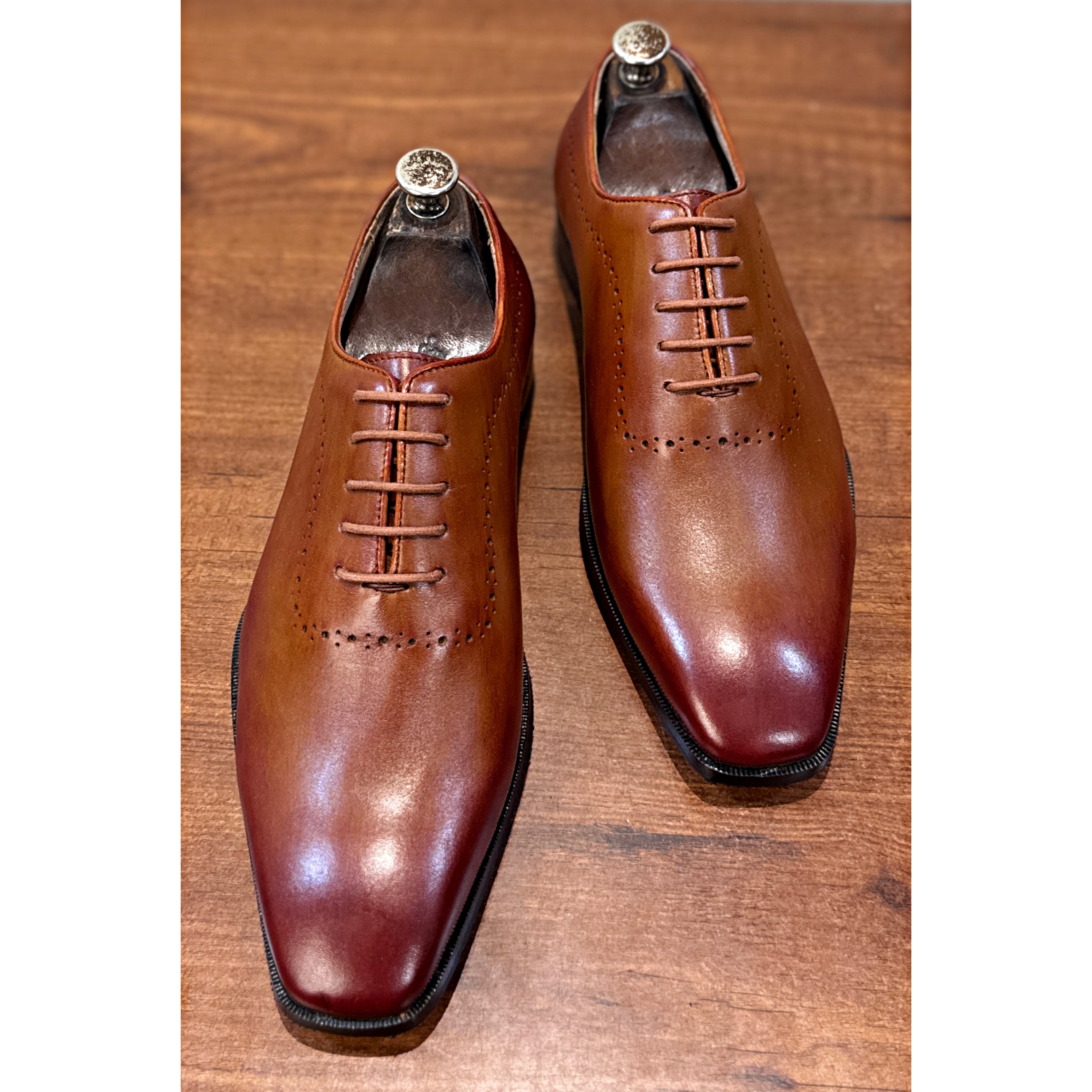 Tan Brown Leather Oxford Shoes – Classic Minimal Formal Dress Shoes