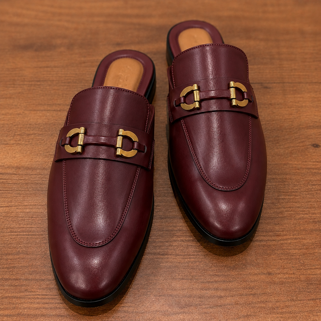 Bordeaux Regent Horsebit Mule Loafers – Burgundy Leather