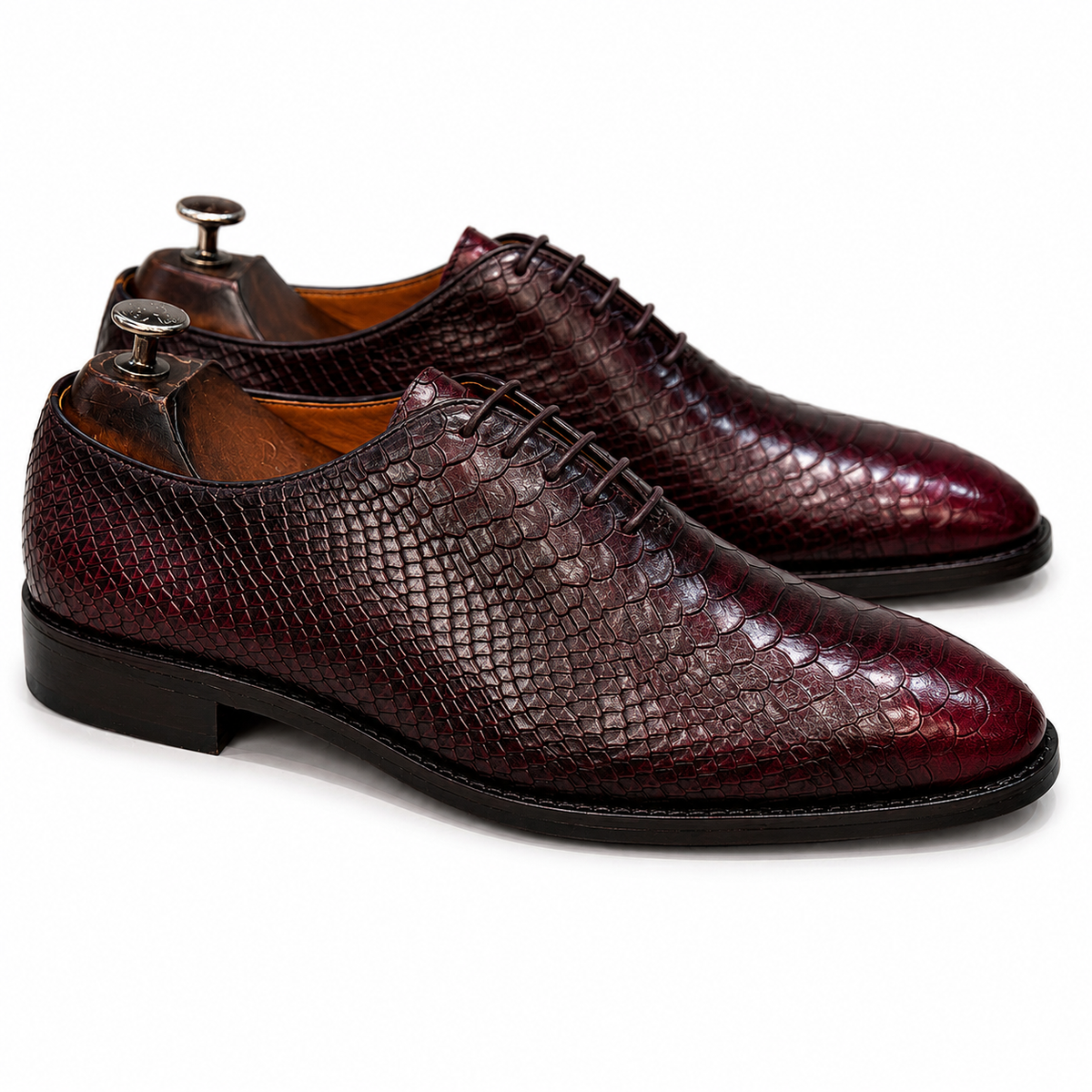 Bordeaux Snake Embossed Oxford