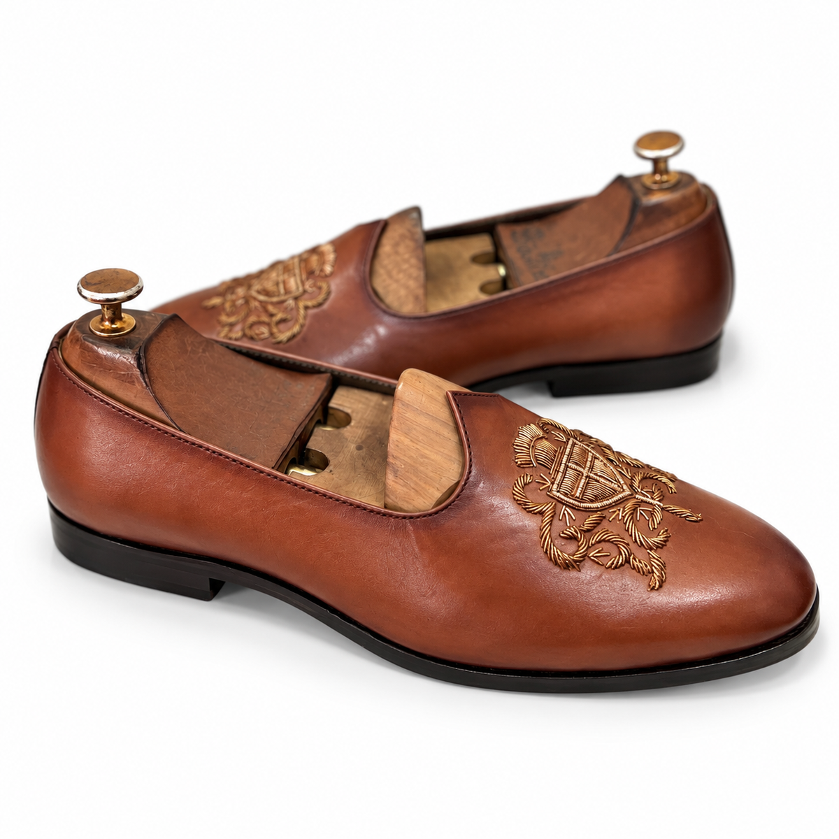 Tan Jalsa With Crown Hand Embroidery