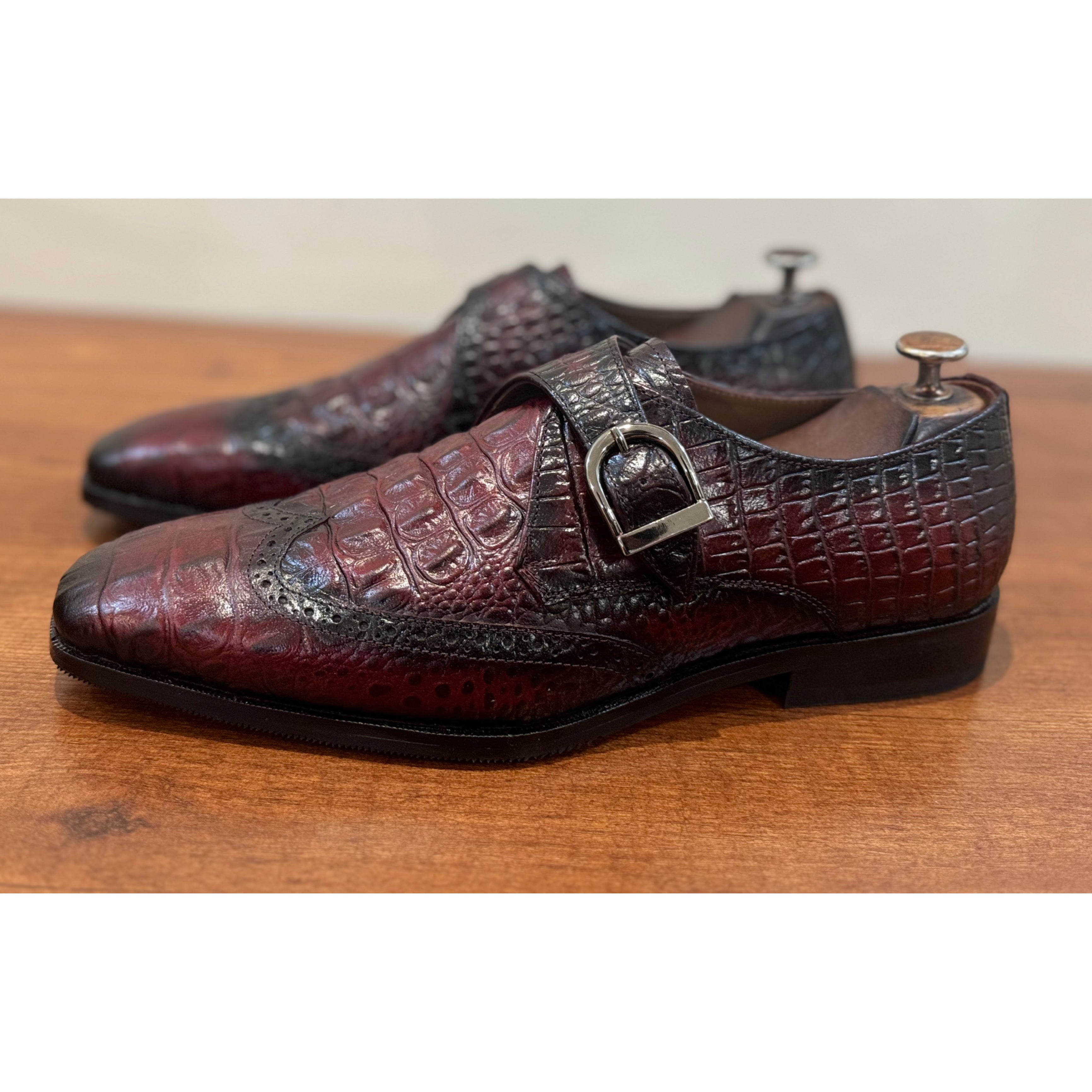 Single Monk Strap Croco Brown