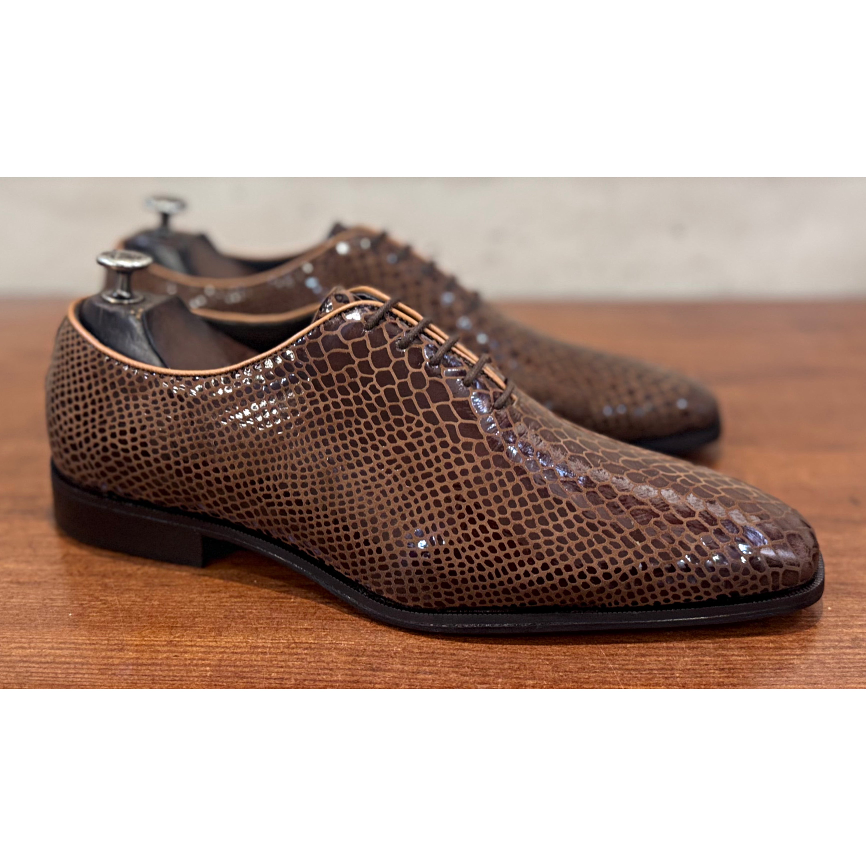 Brown Snake Foil Oxfords