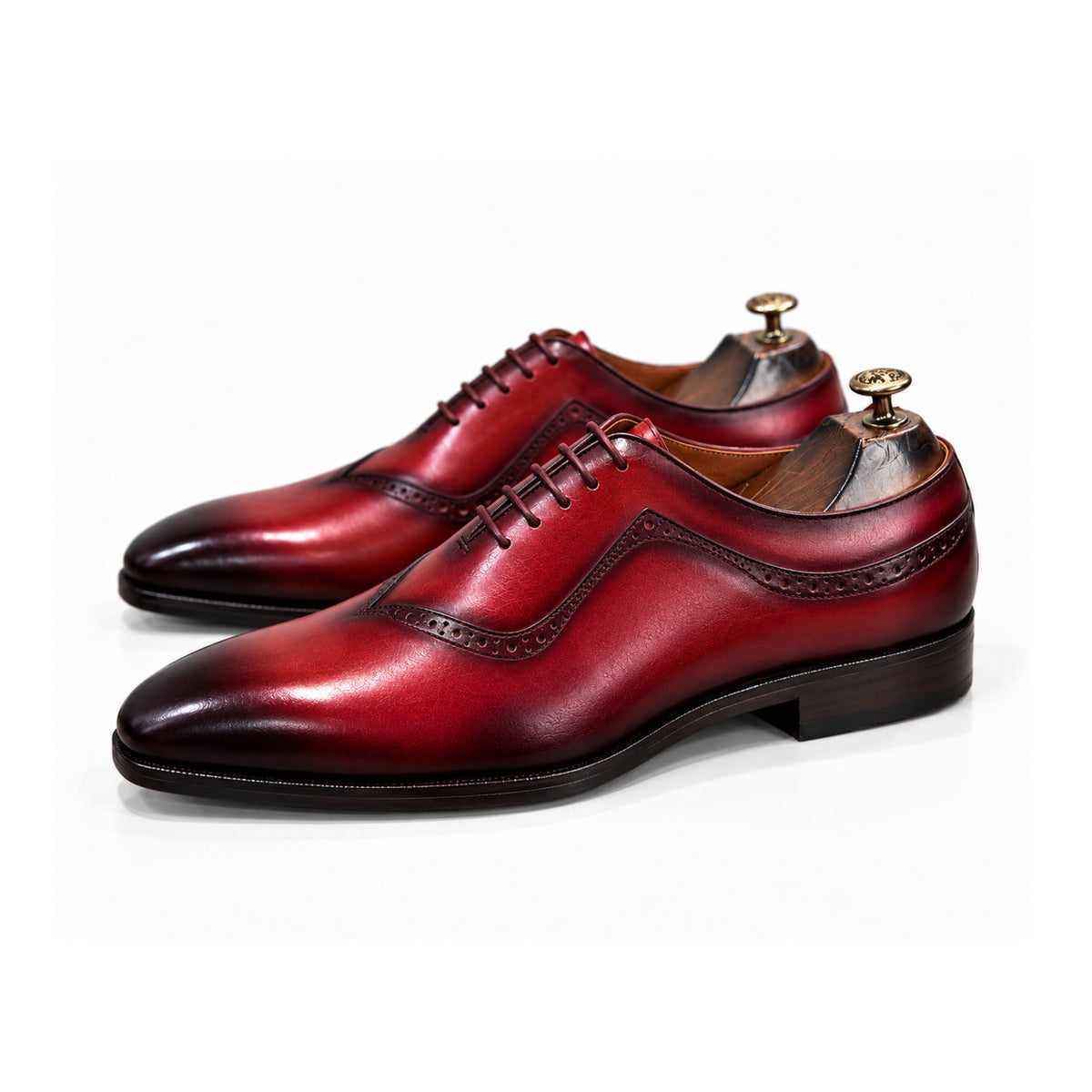 Velmora Rouge — Burgundy Hand-Patina Oxford