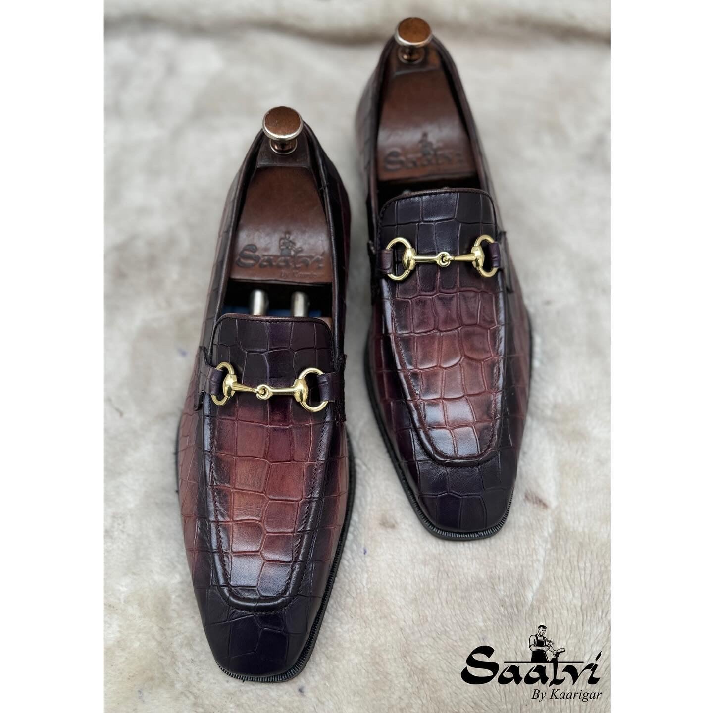 Horsebit Loafers Hand Patina Croco