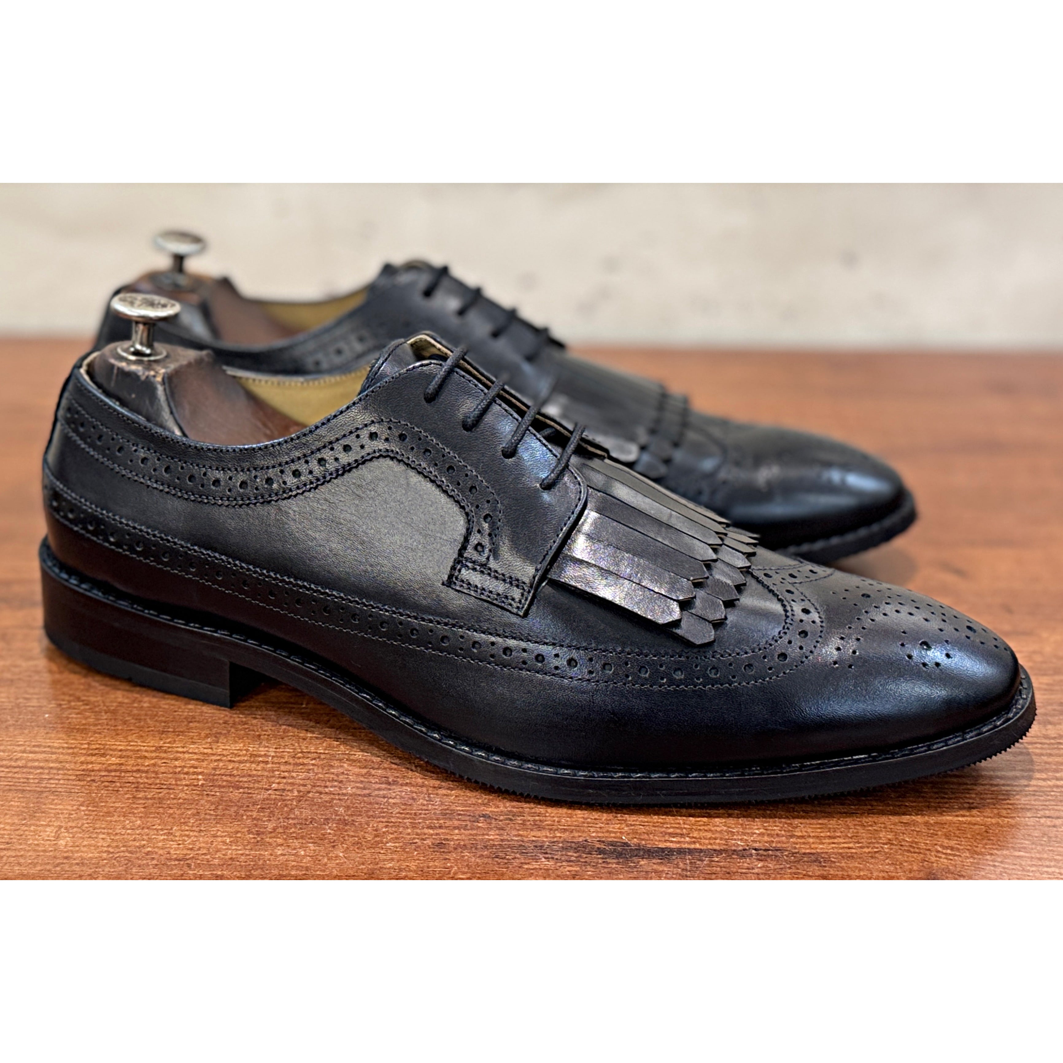 Royal Black Kiltie Brogue Derby Shoes