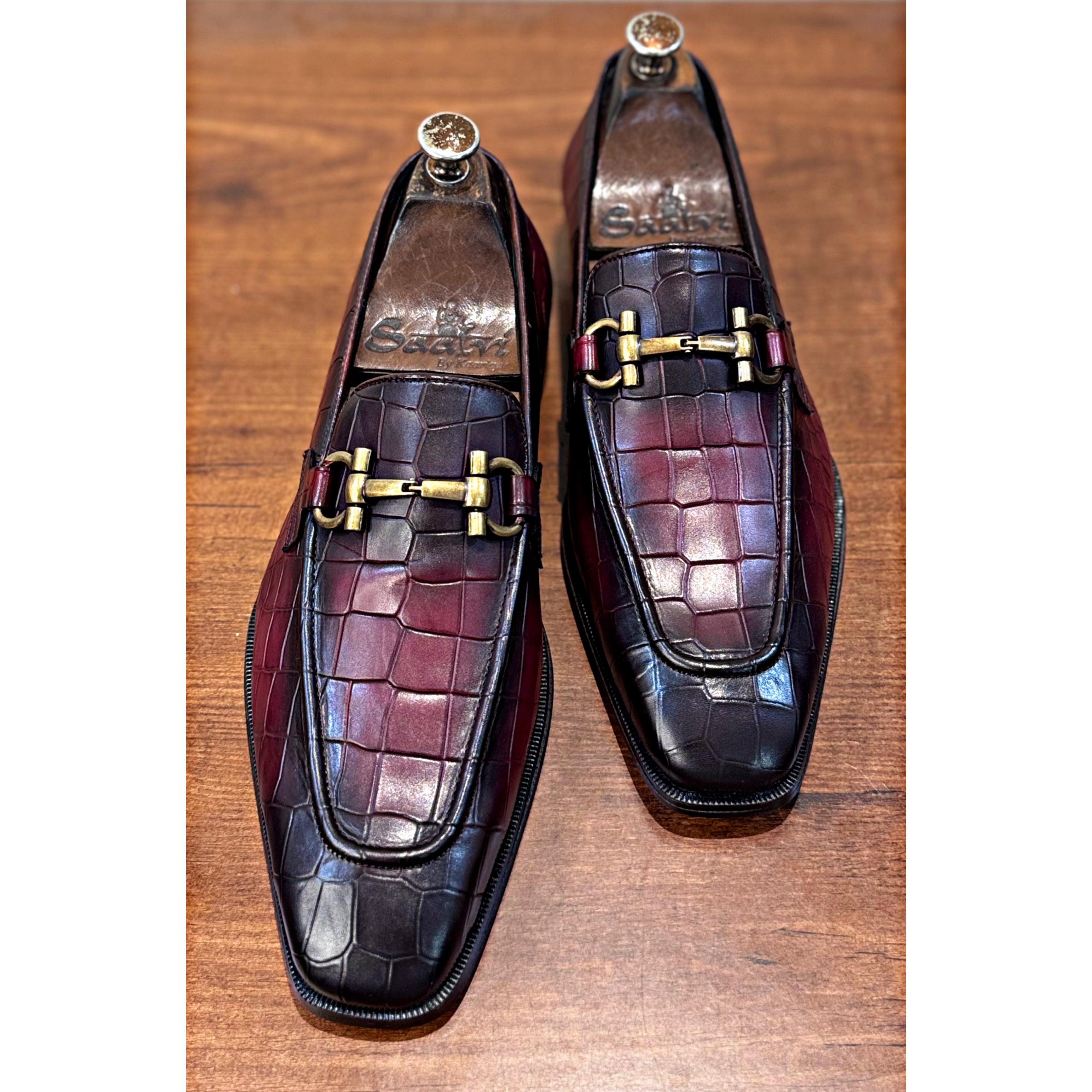 Ecsaaro Designer Loafers Croco