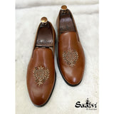 Tan Crest Embroidery Slipons