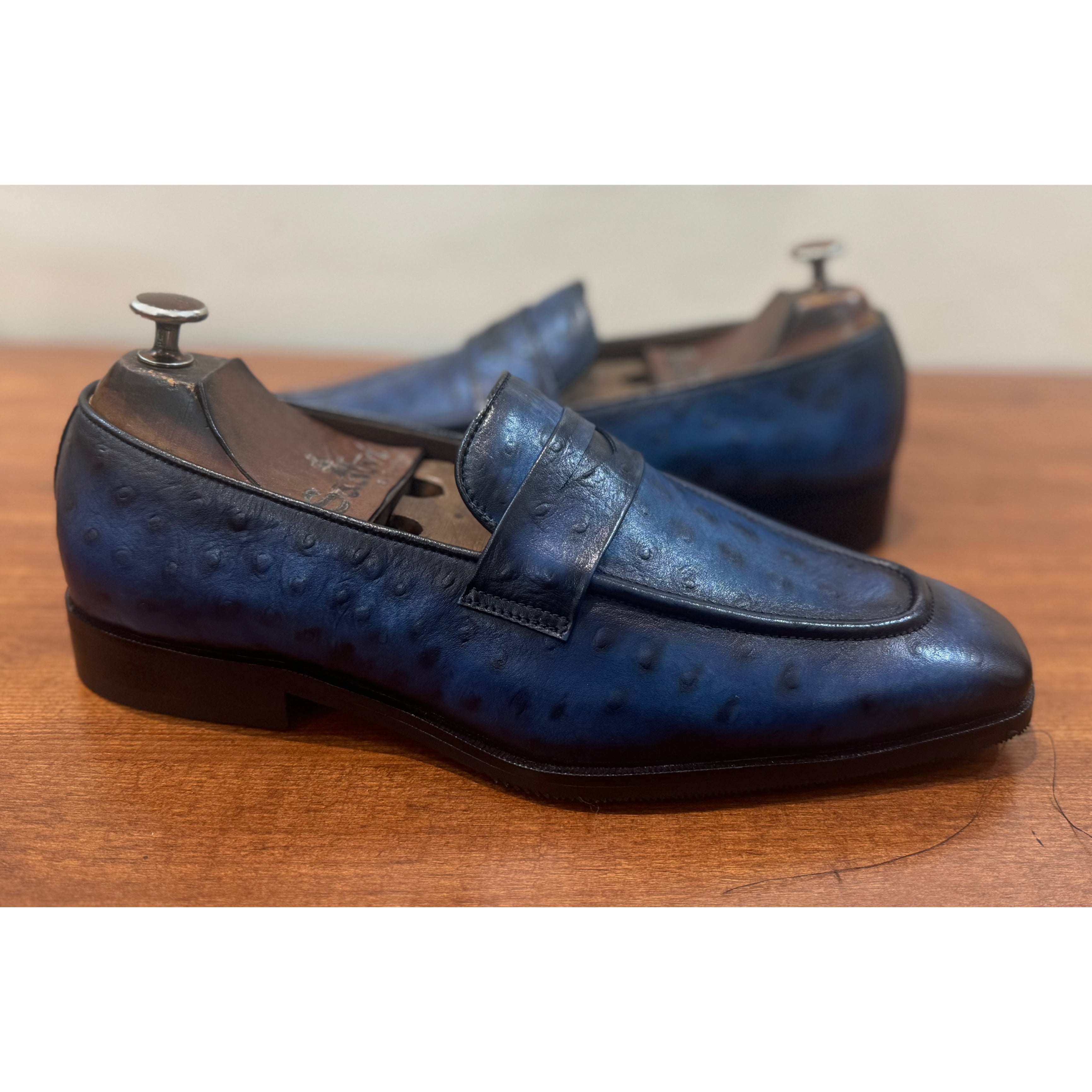 Penny Loafers Blue Ostrich