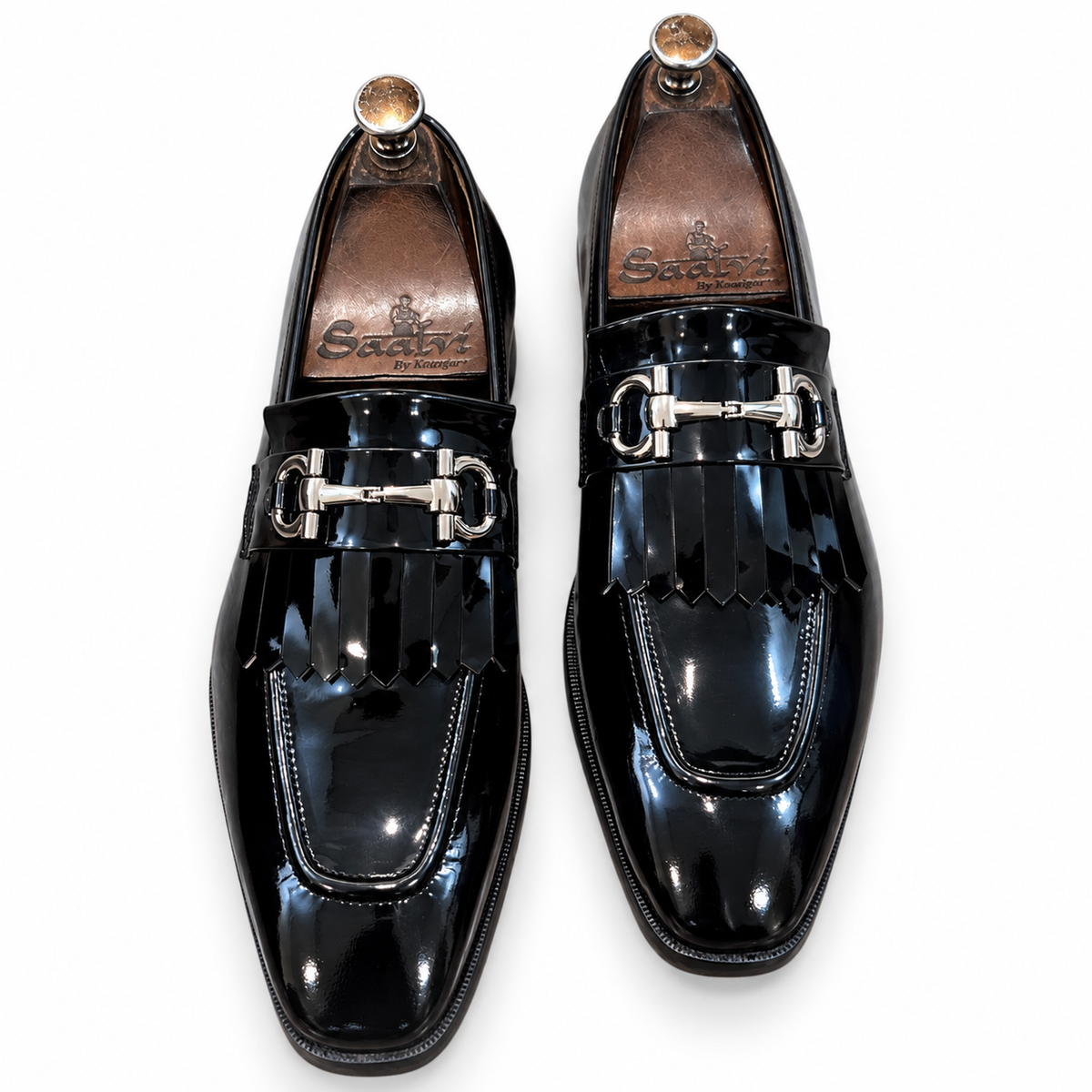 Noir Éclat Fringed Horsebit Loafers