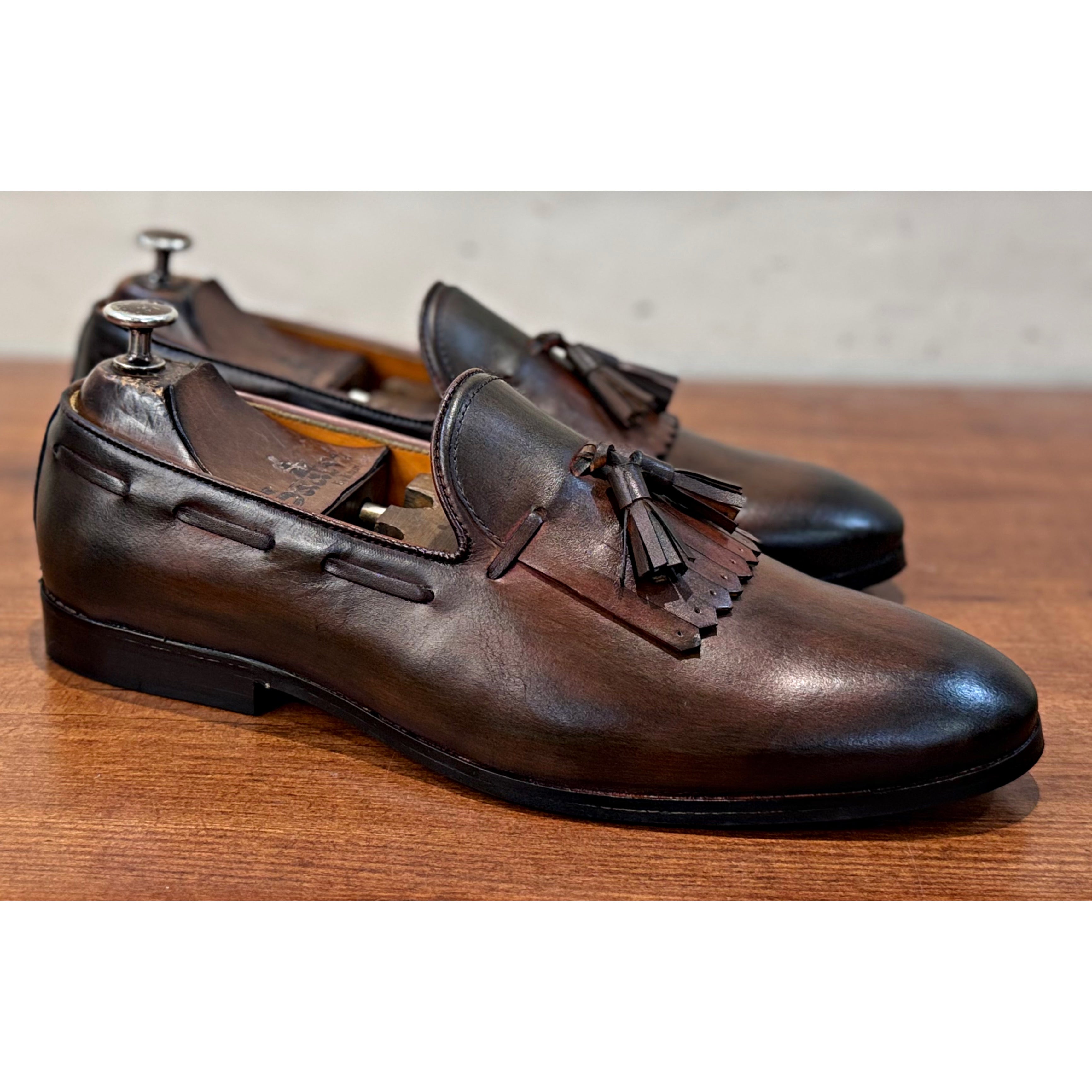 Brown Fringe Loafers With Fringes & Tassels